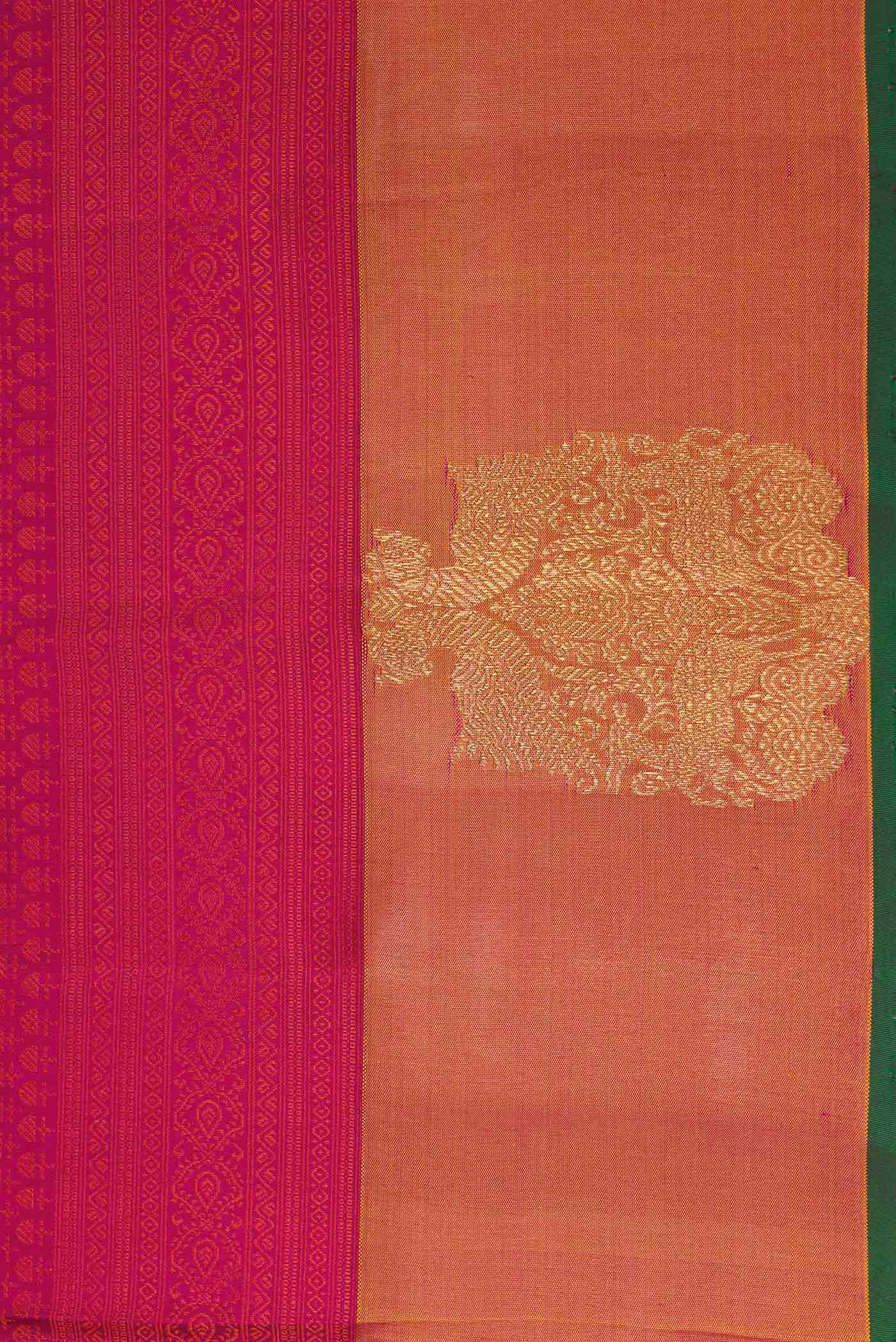 Border image of Pure Silk Pure Zari Maroon Dual Tone Kanchipuram Saree with Jacquard design on the body and Zari Border. 