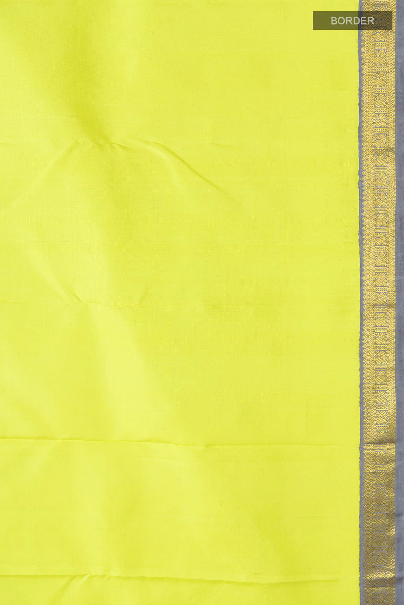 Border image of Yellow Kanchipuram Silk Saree with Plain Body and Zari Border
