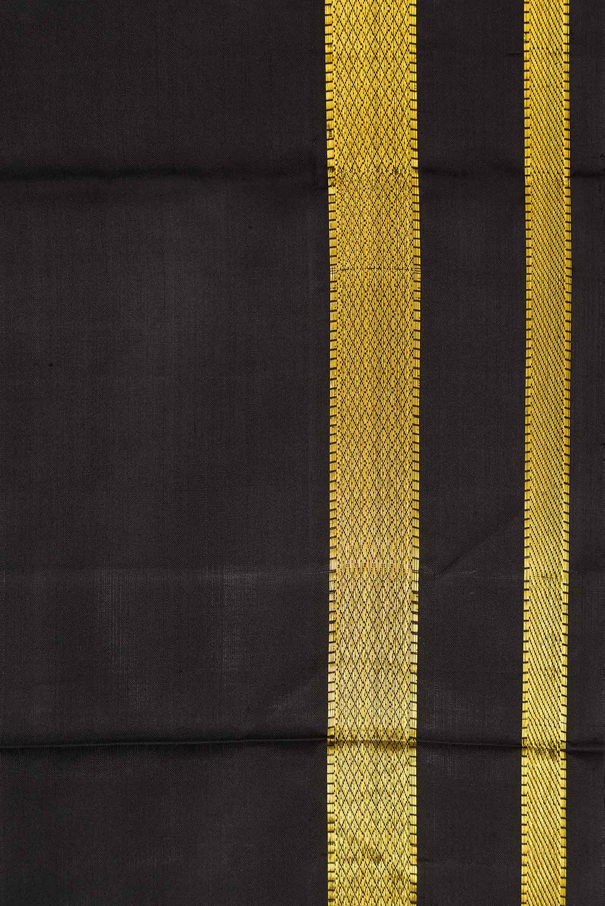 Border image of Black Dual Tone Kanjivaram Silk Saree with Plain Body and Zari Border. 