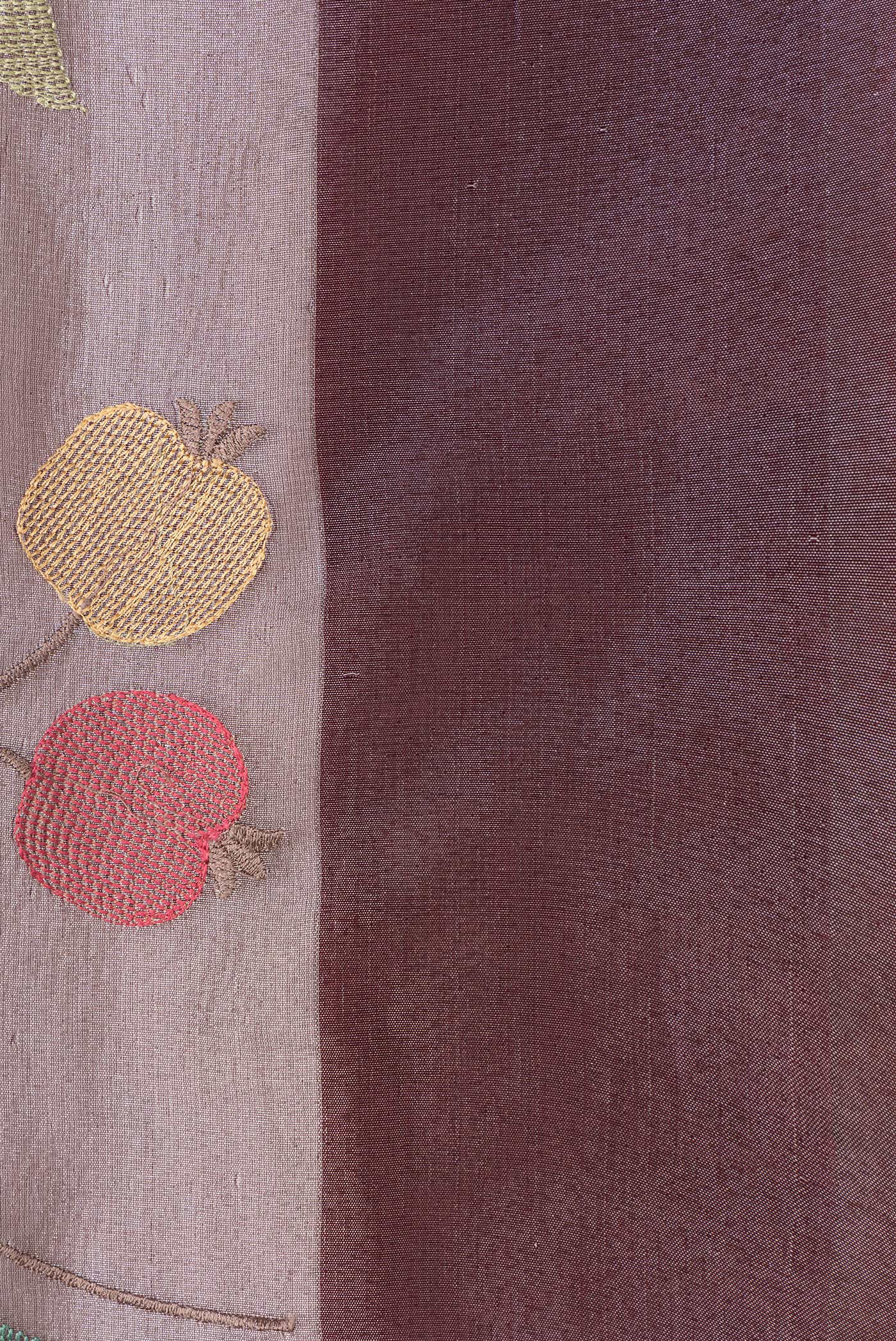 Border image of Brown Dual Tone Organza Silk Saree with Embroidery on the body and Plain Border. 