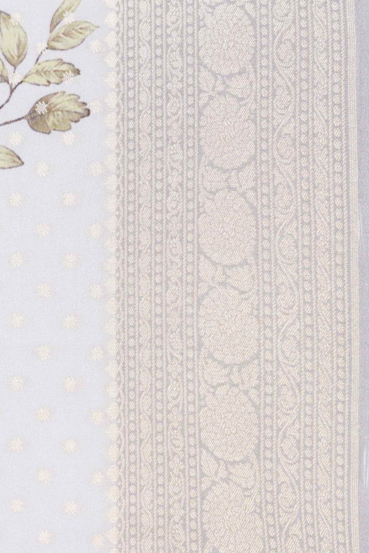 Border image of Grey Dual Tone Mysore Georgette Saree with Zari Butta on the body and Zari Border