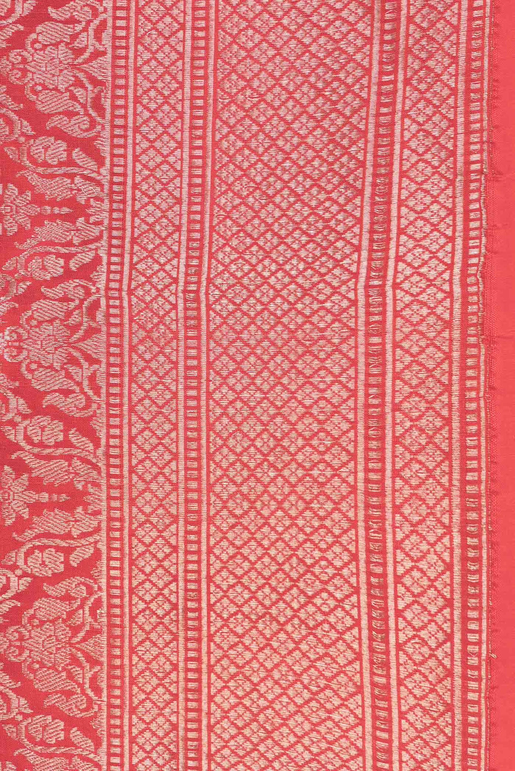 Border image of Red Dual Tone Banarasi Silk Saree with Zari Brocade on the body and Zari Border. 