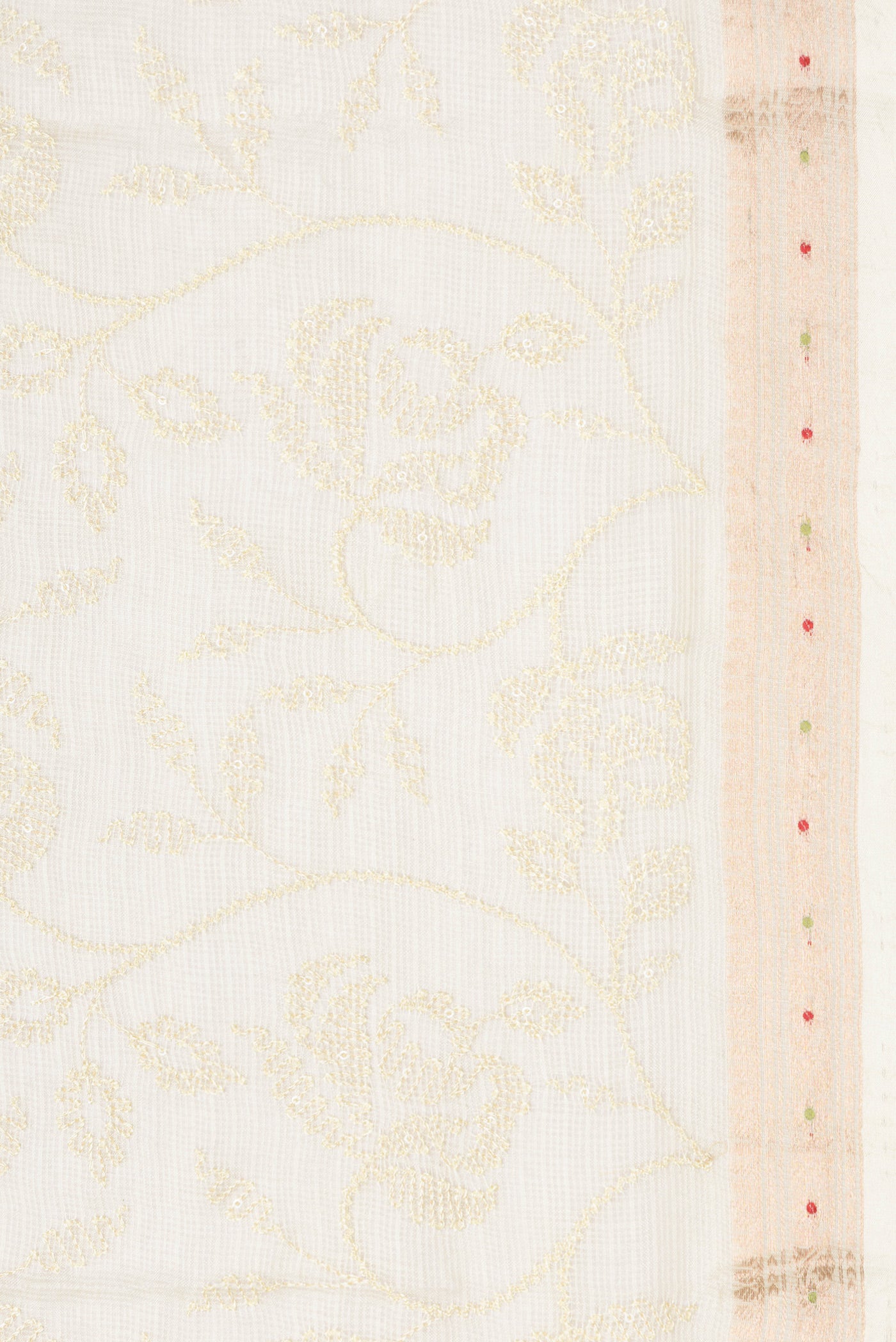 Border image of Sandal Dual Tone Kota Silk Saree with Embroidery on the body and Zari Border. 