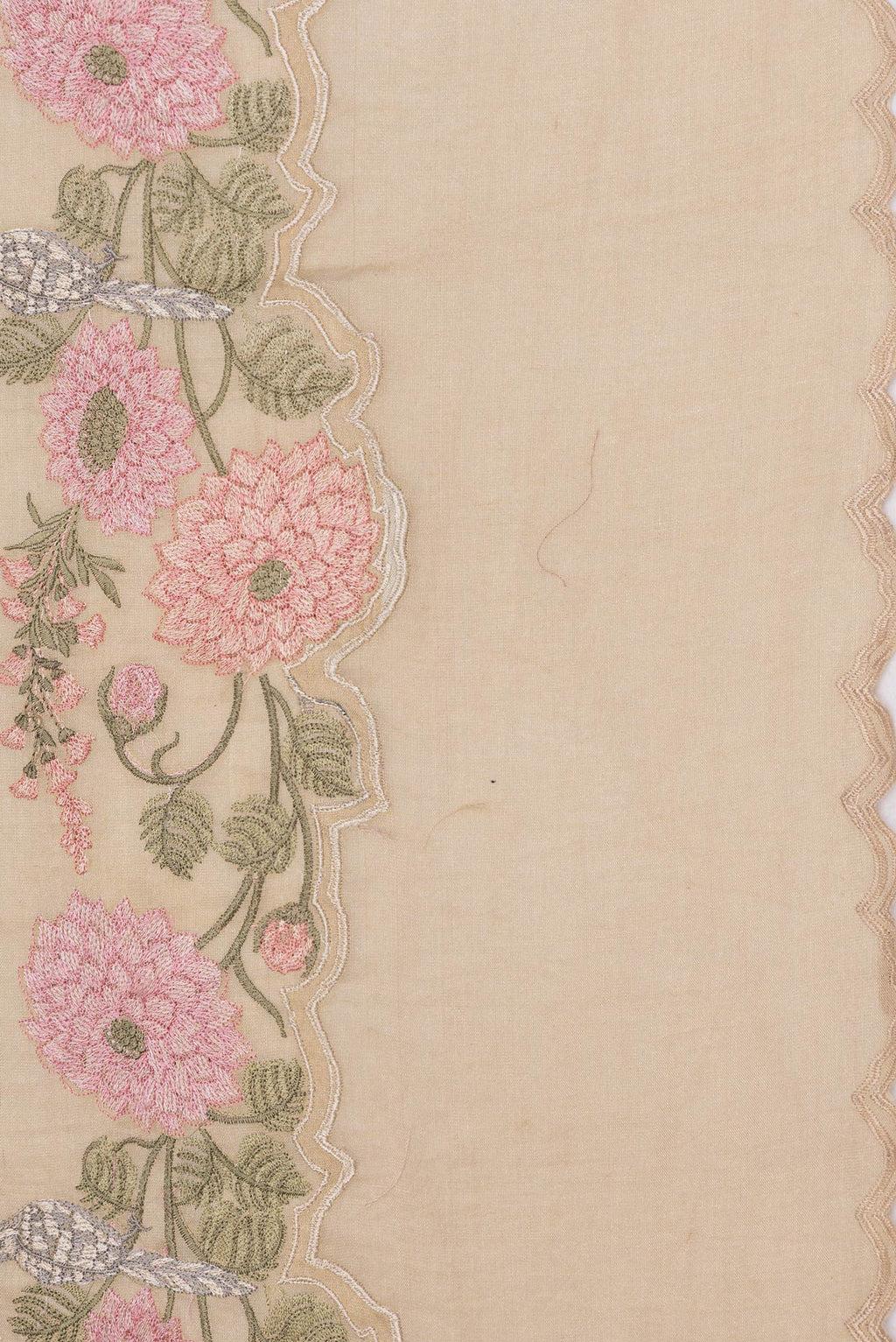 Border image of Beige Dual Tone Organza Silk Saree with Embroidery on the body and Embroidery Border. 