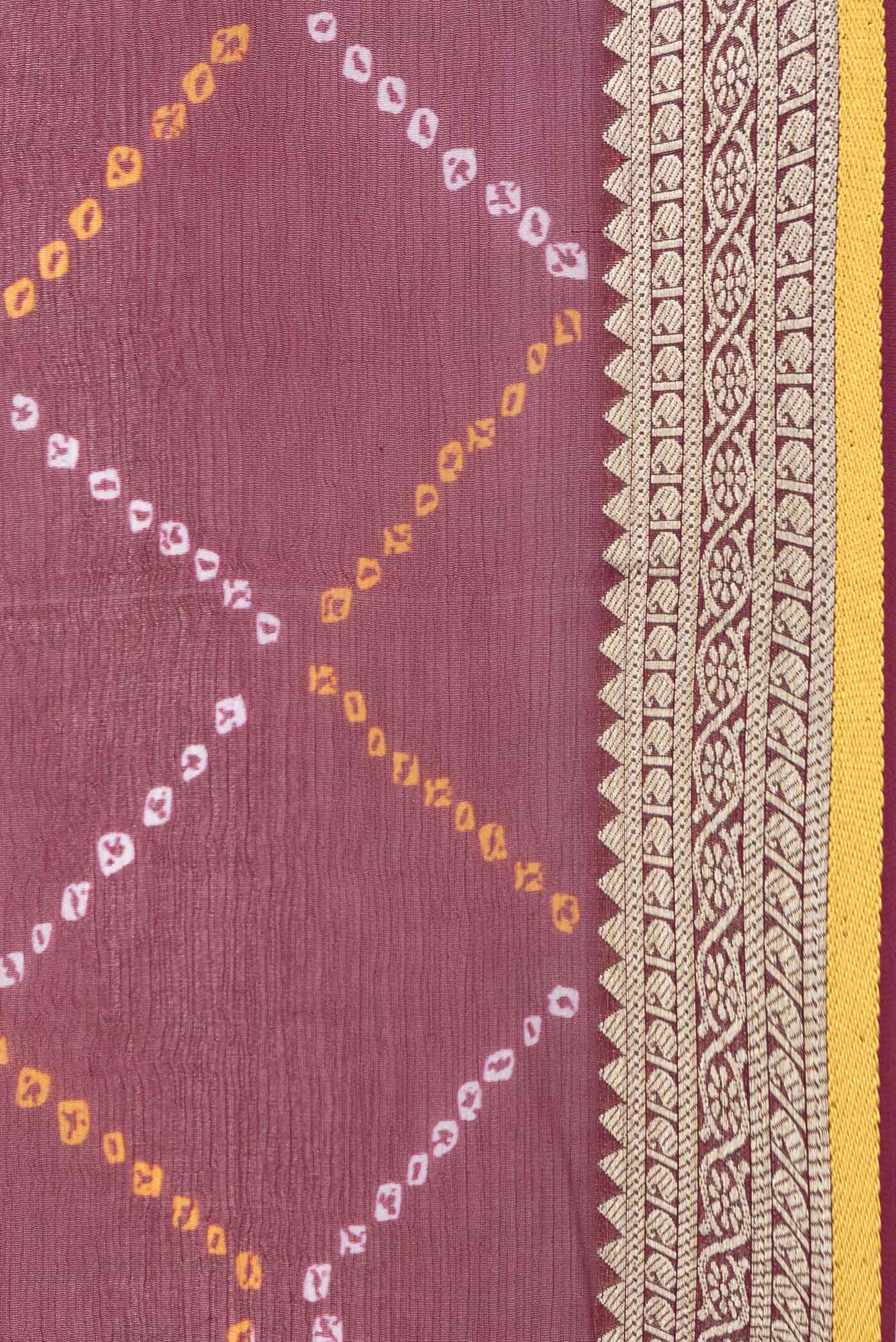 Border image of Maroon Dual Tone Mysore Chiffon Saree with Printed design on the body and Zari Border