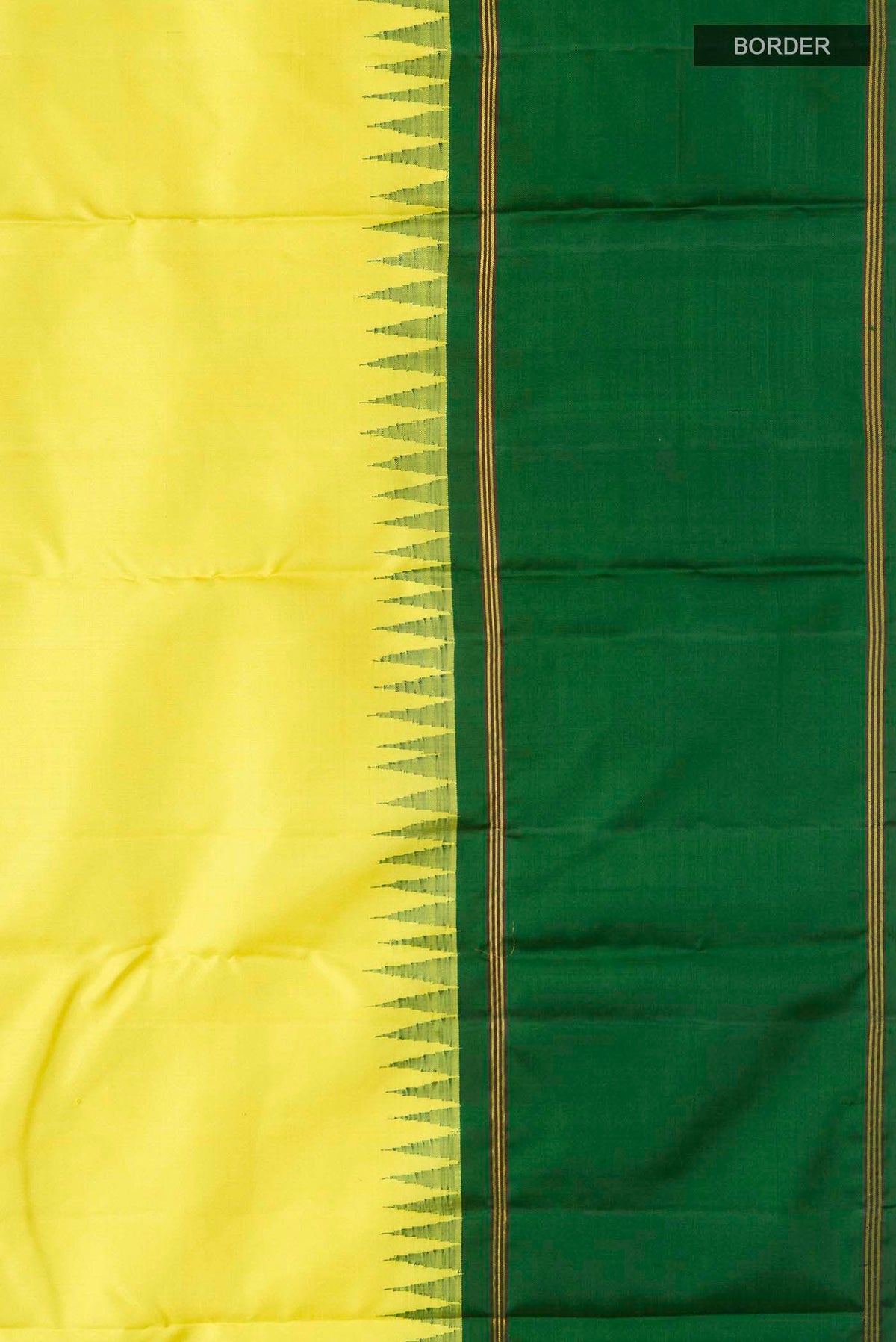Border image of Yellow Kanchipuram Silk Saree with Plain Body and Zari Border