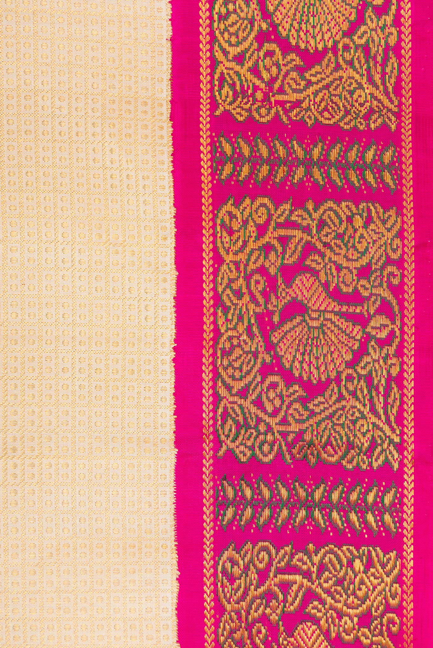 Border image of Sandal Dual Tone Kanchipuram Silk Saree with Zari Brocade on the body and Fancy Border. 
