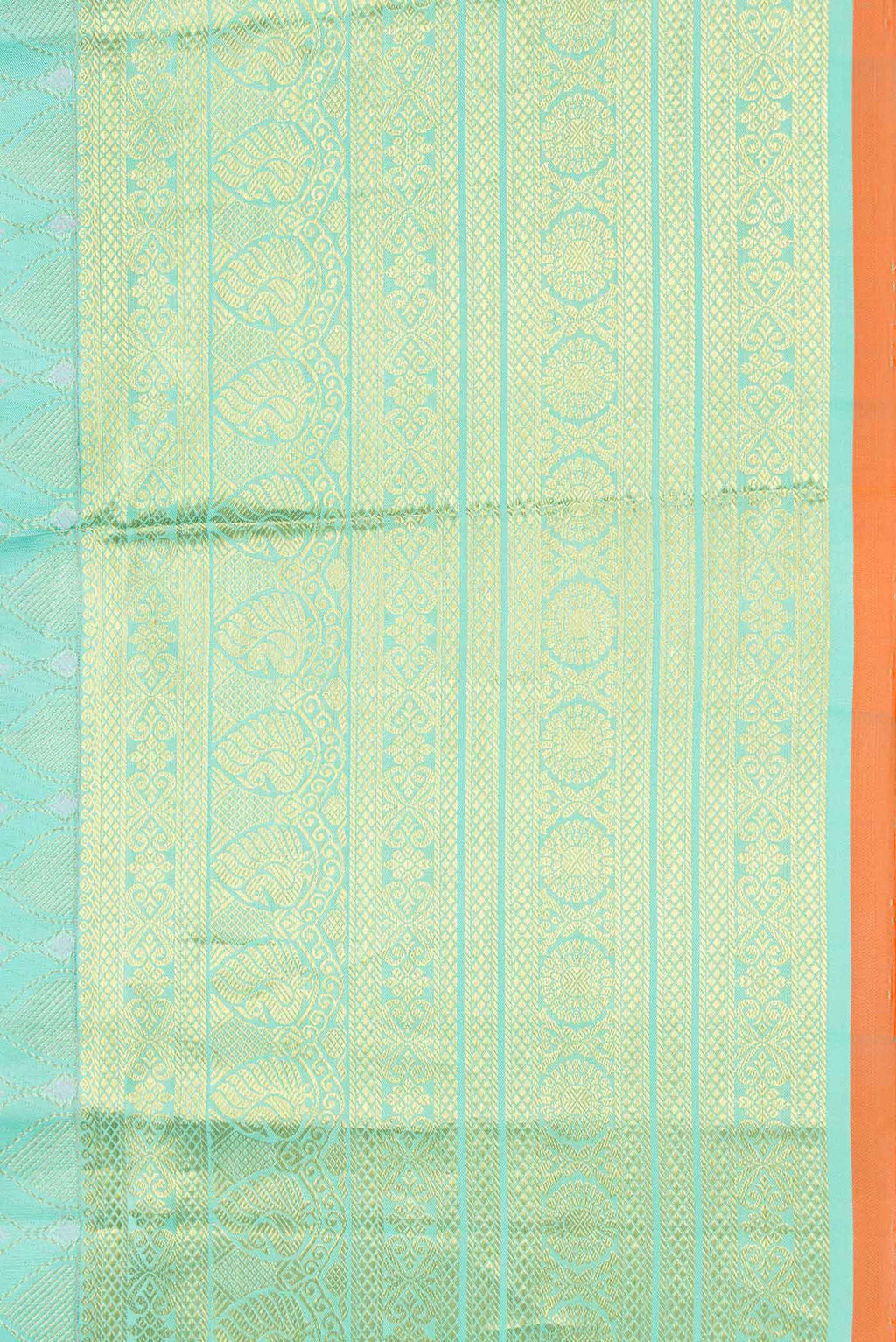 Border image of Sea Green Dual Tone Kanchipuram Silk Saree with Zari Brocade on the body and Zari Border