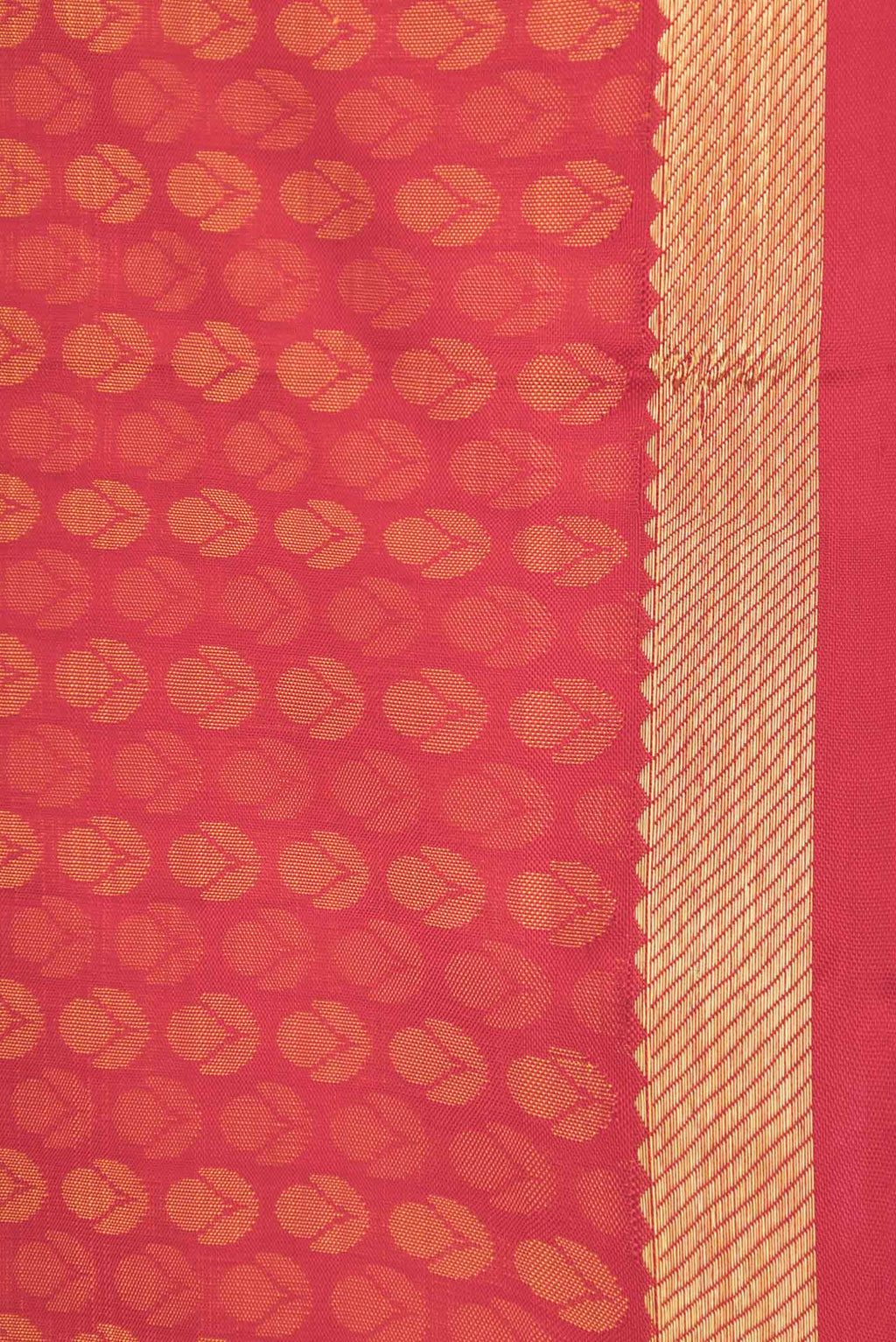 Border image of Pure Silk Pure Zari Red Dual Tone Kanchipuram Saree with Jacquard design on the body and Zari Border