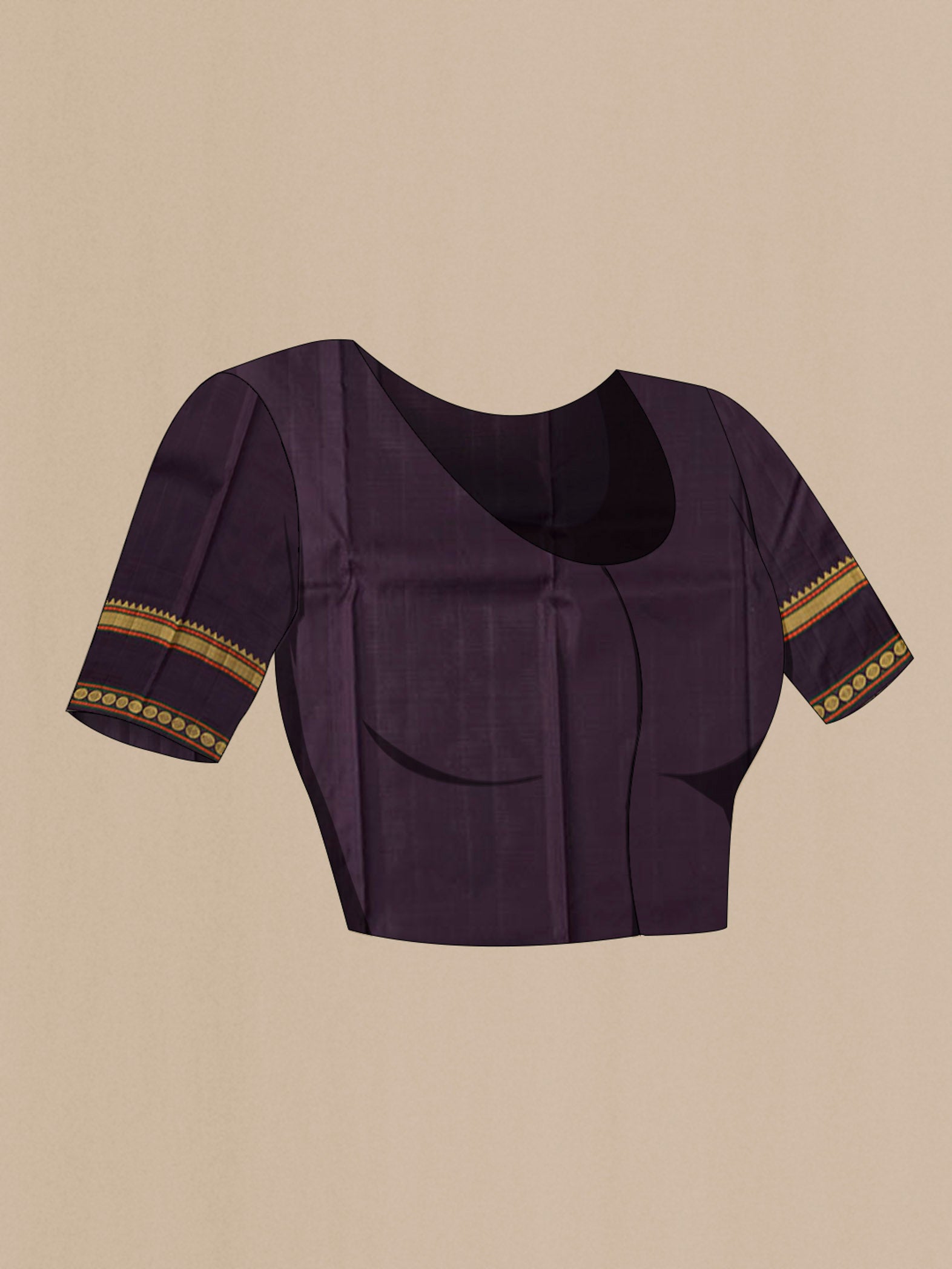 Close up image of the blouse of Yellow Kanchipuram Silk Saree with Thread Butta on the body and Thread Border