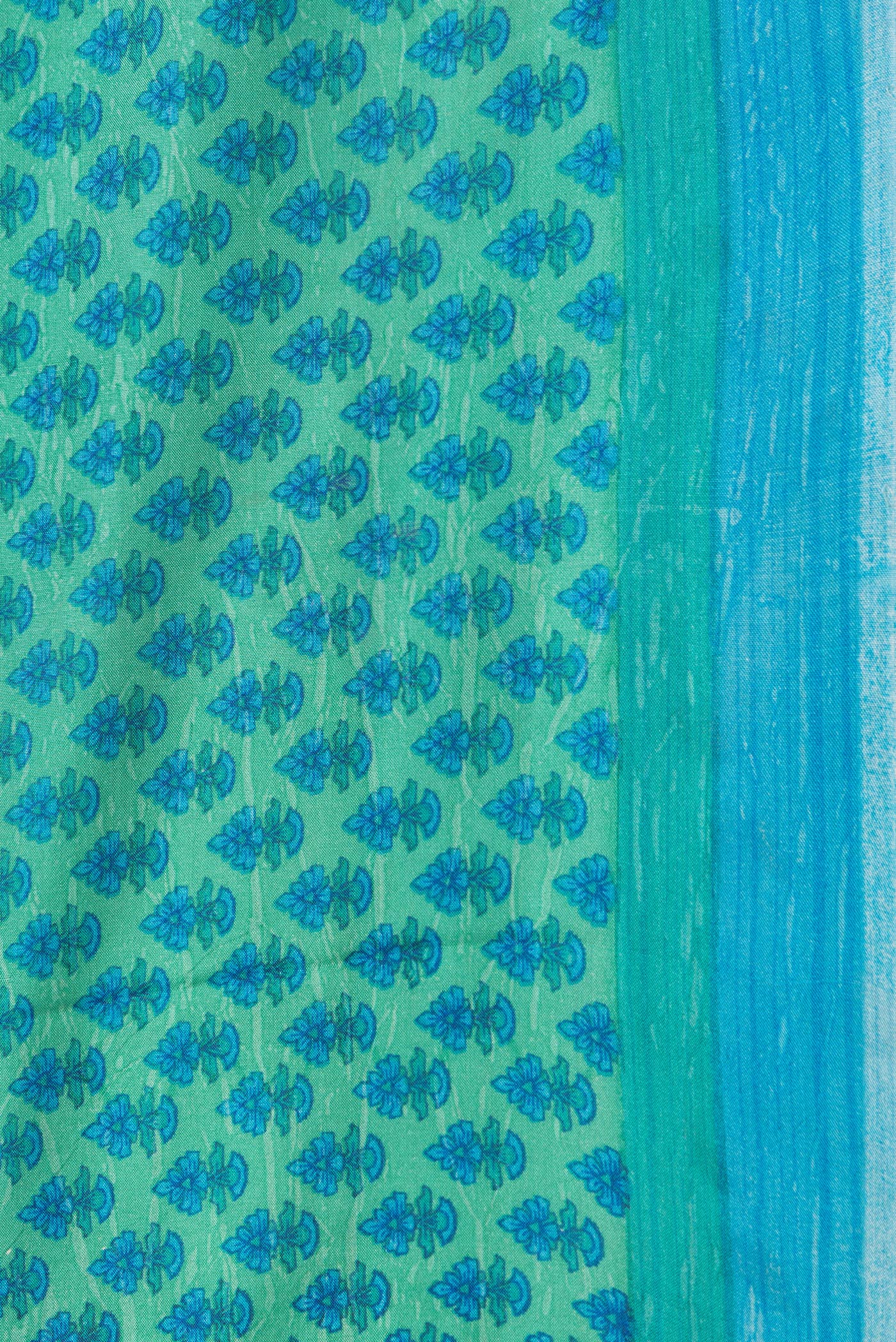 Border image of Green Dual Tone Printed Silk Saree with Printed design on the body and Plain Border. 