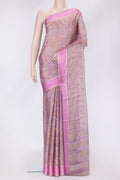 Lavender Dual Tone Mysore Georgette Saree with Printed design on the body and Fancy Border.  displayed on a mannequin