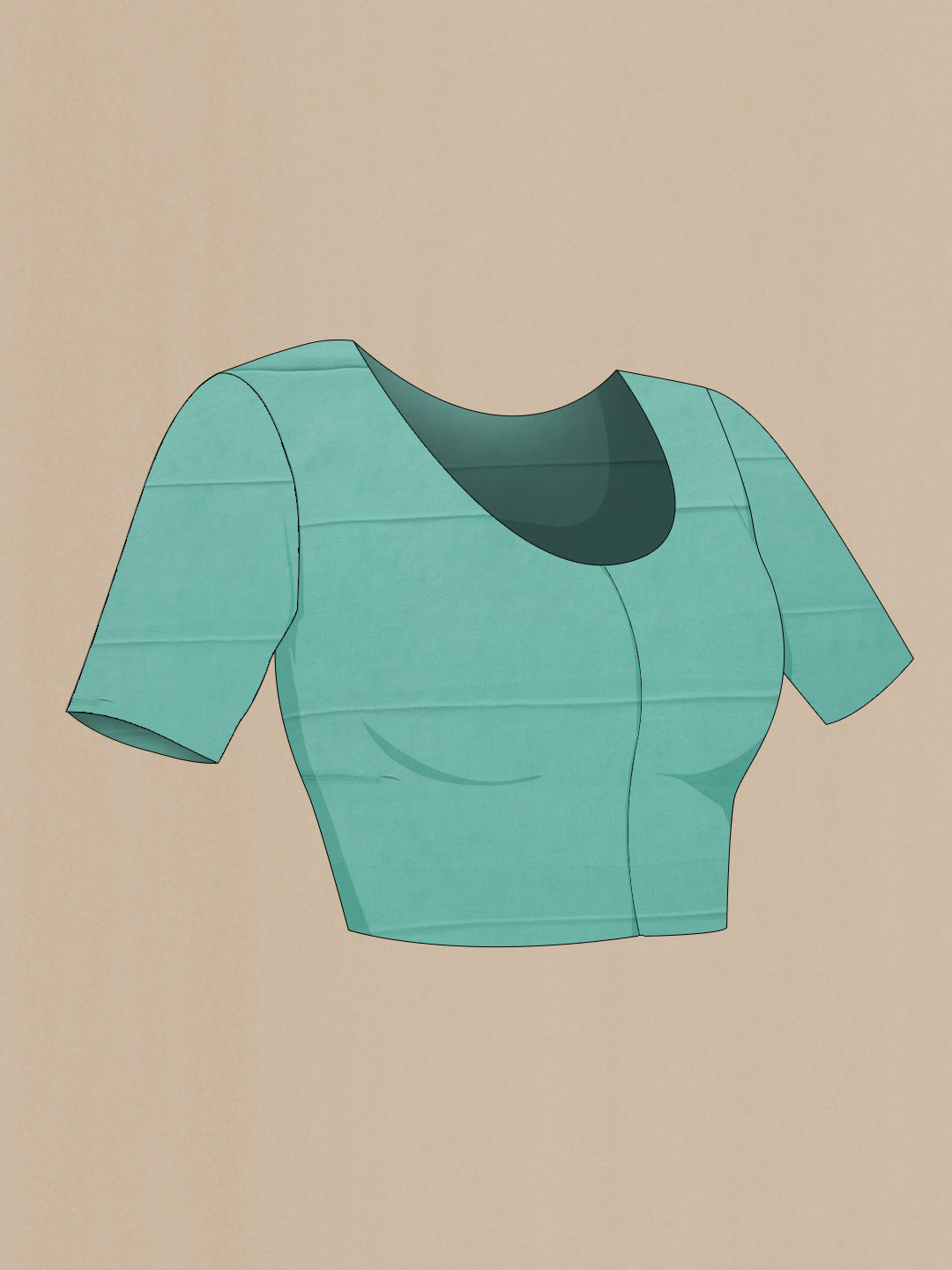 Close up image of the blouse of Sea Green Dual Tone Mysore Georgette SareePrinted design on the body and Zari Border