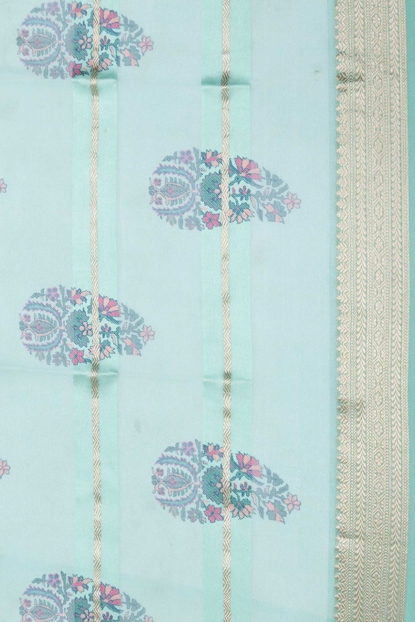 Border image of Sea Green Dual Tone Mysore Georgette SareePrinted design on the body and Zari Border