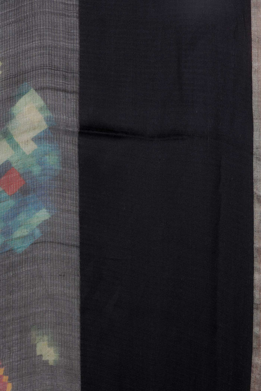 Border image of Black Dual Tone Tussar Silk Saree with Stripes on the body and Plain Border. 