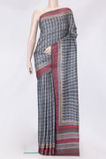 Grey Dual Tone Tussar Silk Saree with Printed design on the body and Printed Border.  displayed on a mannequin