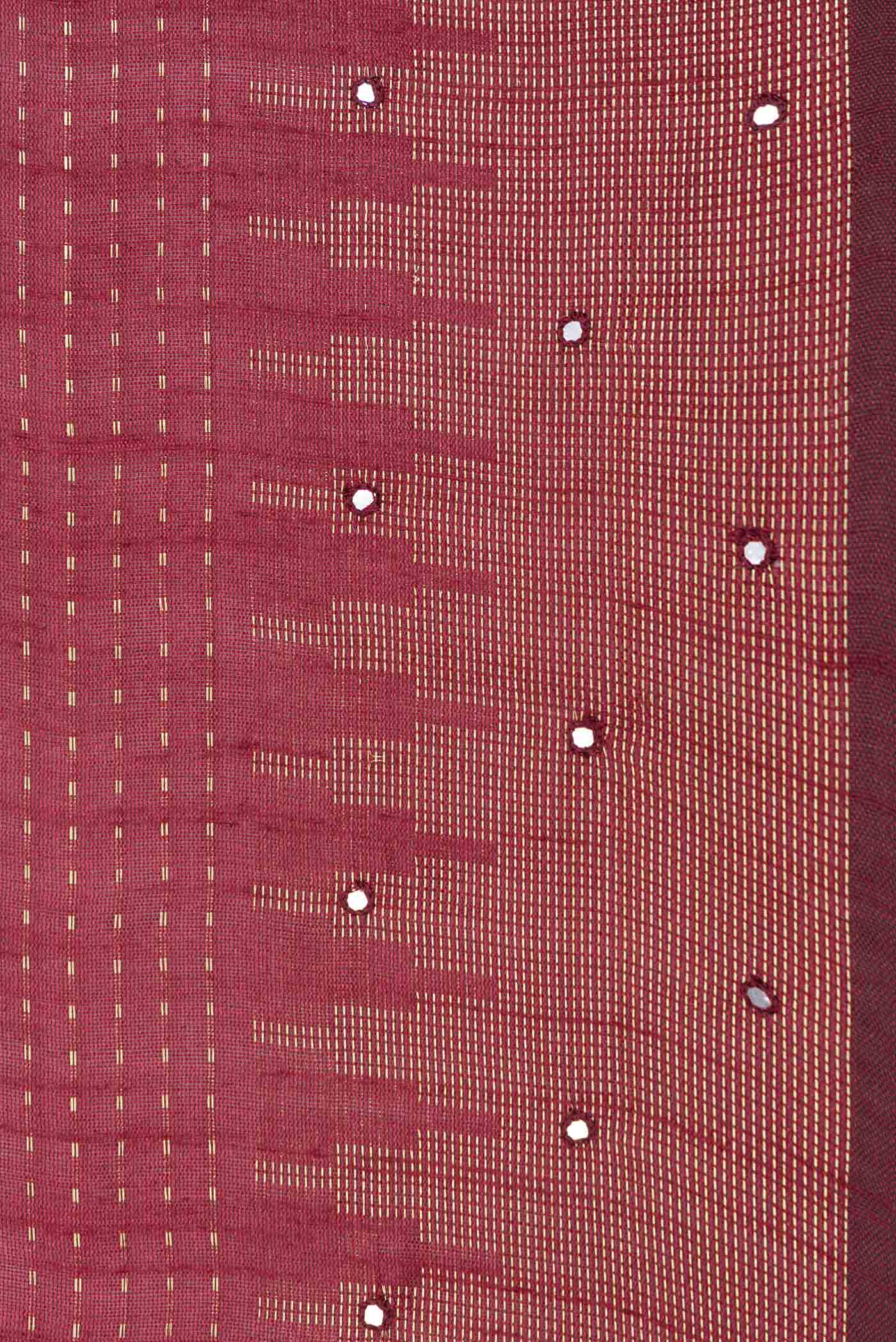 Border image of Maroon Dual Tone Tussar Saree with Stripes on the body and Embroidery Border