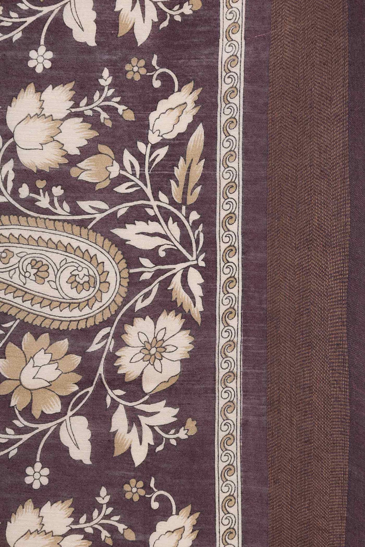 Border image of Maroon Dual Tone Tussar Saree with Printed design on the body and Printed Border
