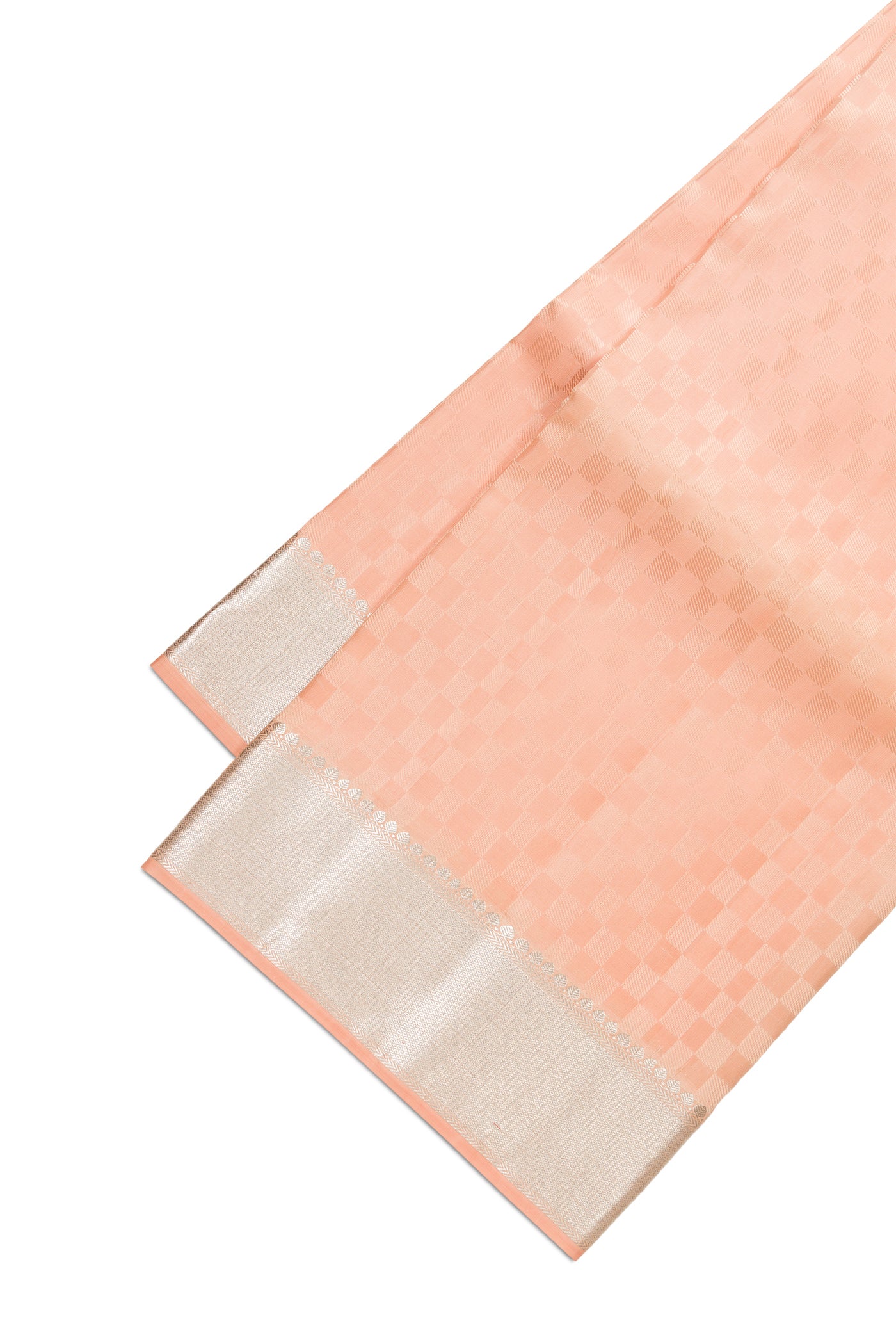 Peach Silk Dhoti With Angavastram (8X4) Muzham with Zari Brocade on the body and Zari Border