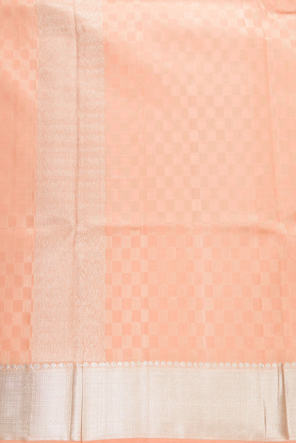 Peach Silk Dhoti With Angavastram (8X4) Muzham with Zari Brocade on the body and Zari Border
