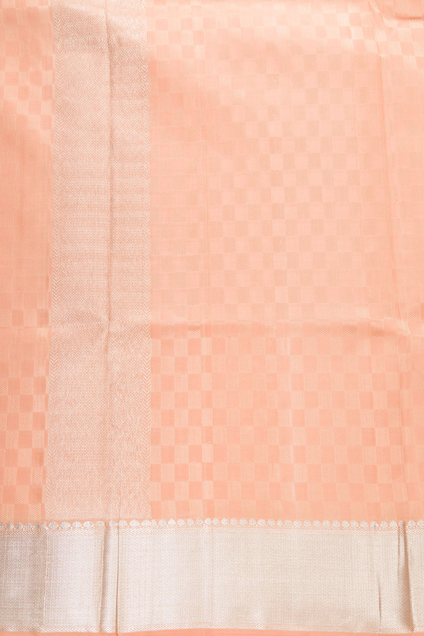 Peach Silk Dhoti With Angavastram (8X4) Muzham with Zari Brocade on the body and Zari Border