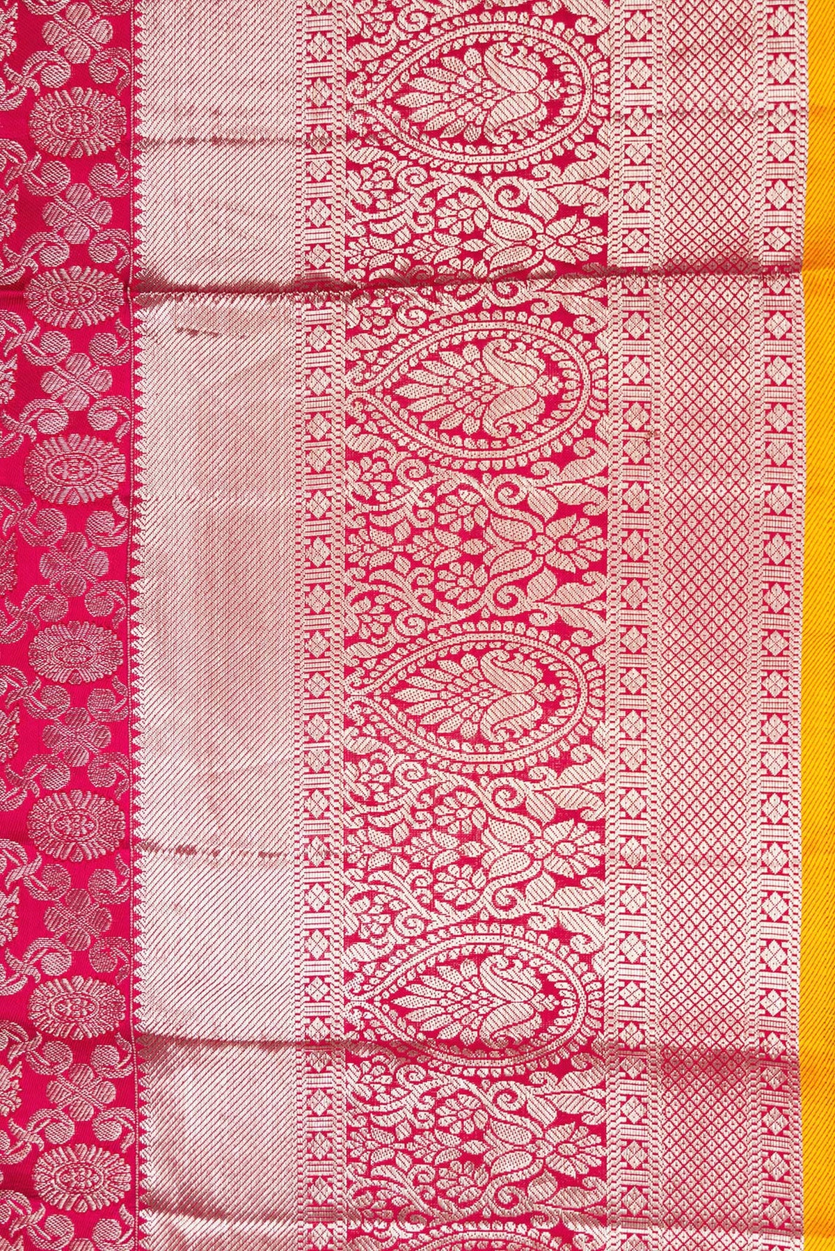 Border image of Pink Dual Tone Kanjivaram Silk Saree with Zari Brocade on the body and Zari Border. 