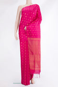 Pure Silk Pink Soft Saree with Jacquard With Zari Butta on the body and Without Border.  displayed on a mannequin