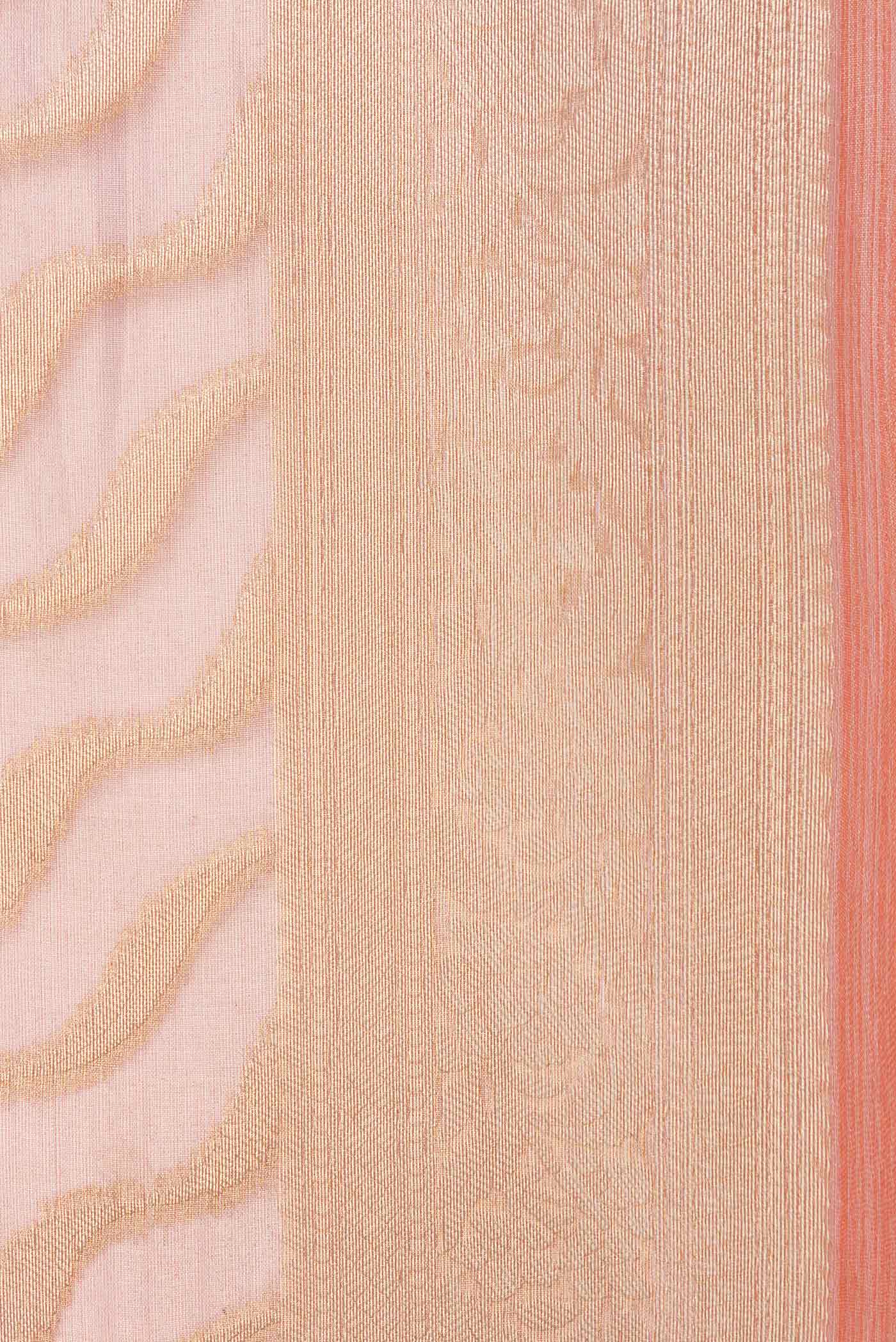 Border image of Orange Dual Tone Organza Silk Saree with Zari Brocade on the body and Zari Border