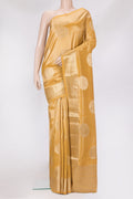 Mustard Dual Tone Tussar Silk Saree with Zari Brocade on the body and Zari Border.  displayed on a mannequin