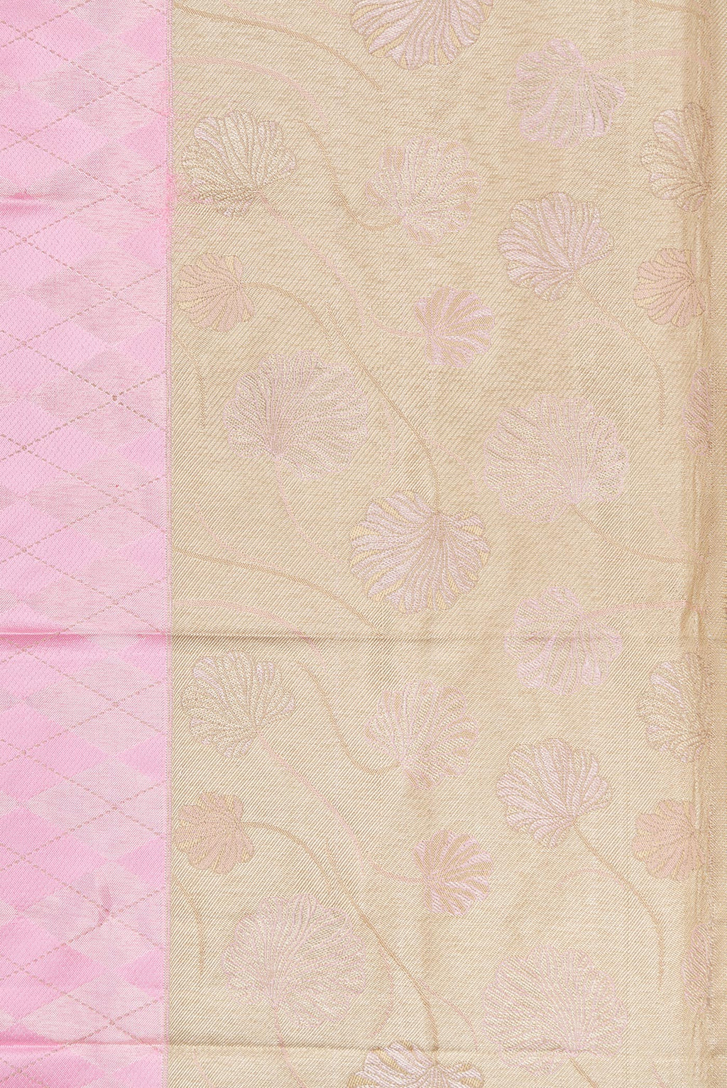 Border image of Rose pink Dual Tone Kanjivaram Silk Saree with Zari Brocade on the body and Fancy Border. 