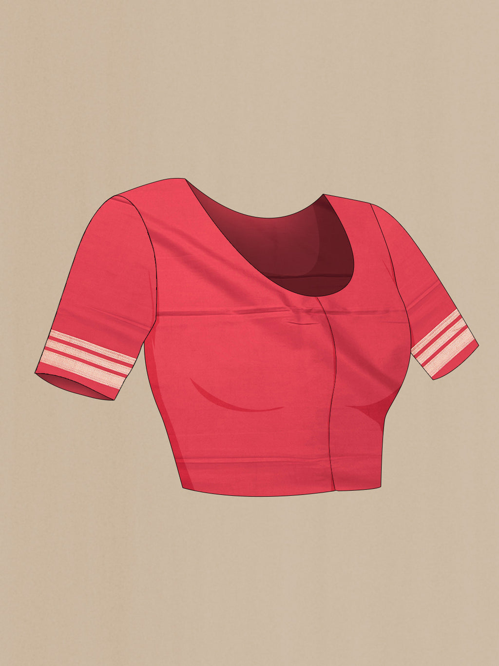 Close up image of the blouse of Red Dual Tone Banarasi Silk Saree with Zari Brocade on the body and Zari Border. 