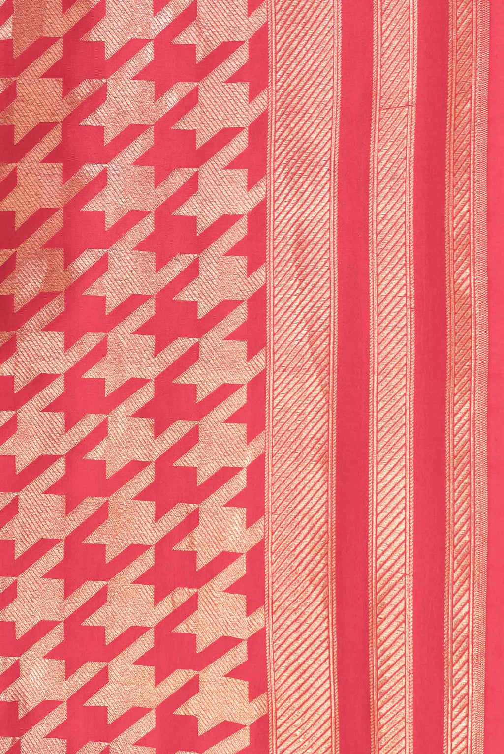 Border image of Red Dual Tone Banarasi Silk Saree with Zari Brocade on the body and Zari Border. 