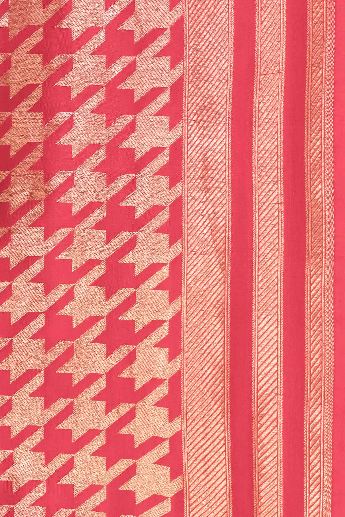 Border image of Red Dual Tone Banarasi Silk Saree with Zari Brocade on the body and Zari Border. 