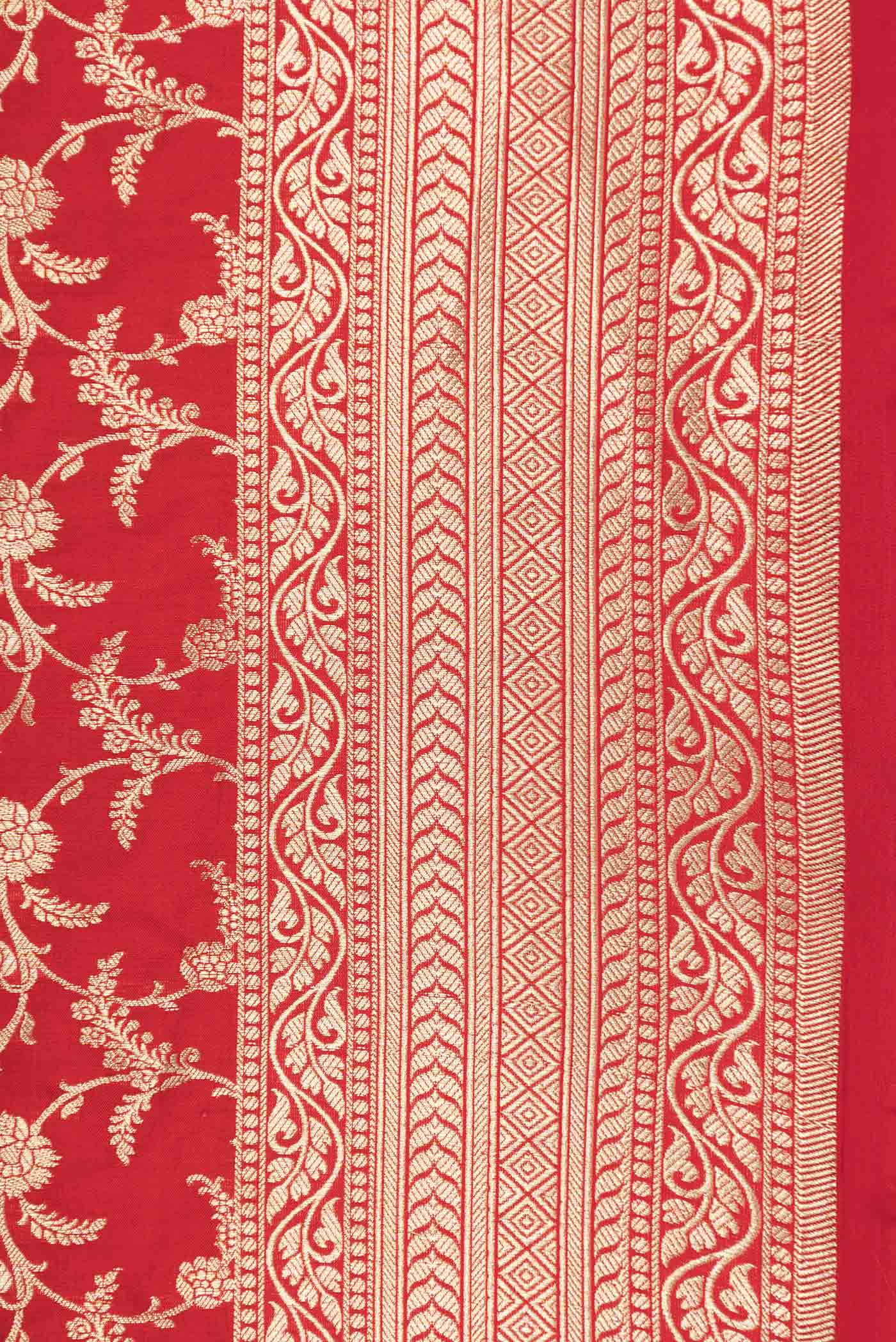 Border image of Red Dual Tone Banarasi Saree with Zari Brocade on the body and Zari Border