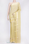 Sandal Dual Tone Mysore Silk Saree with Zari Brocade on the body and Zari Border.  displayed on a mannequin