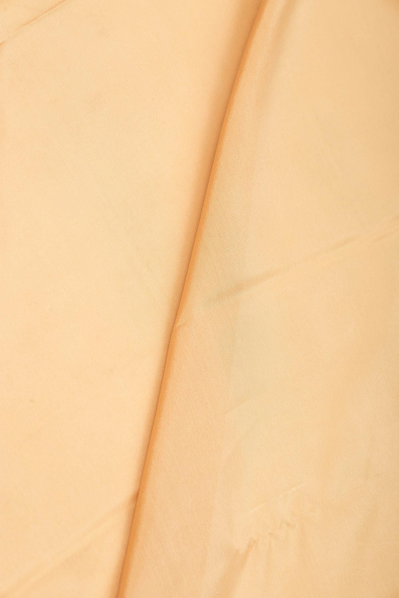 Close up of Beige Dual Tone Mysore Crepe Saree with Plain Body and Zari Border displaying folds
