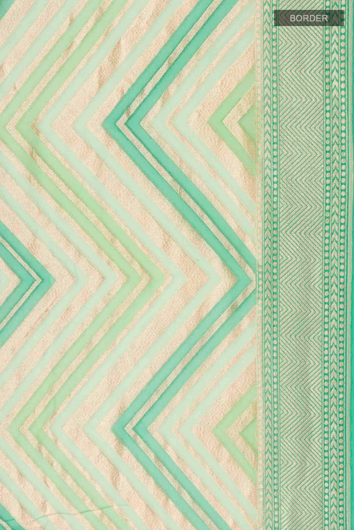 Border image of Green Banarasi Georgette Saree with Zari Butta on the body and Zari Border