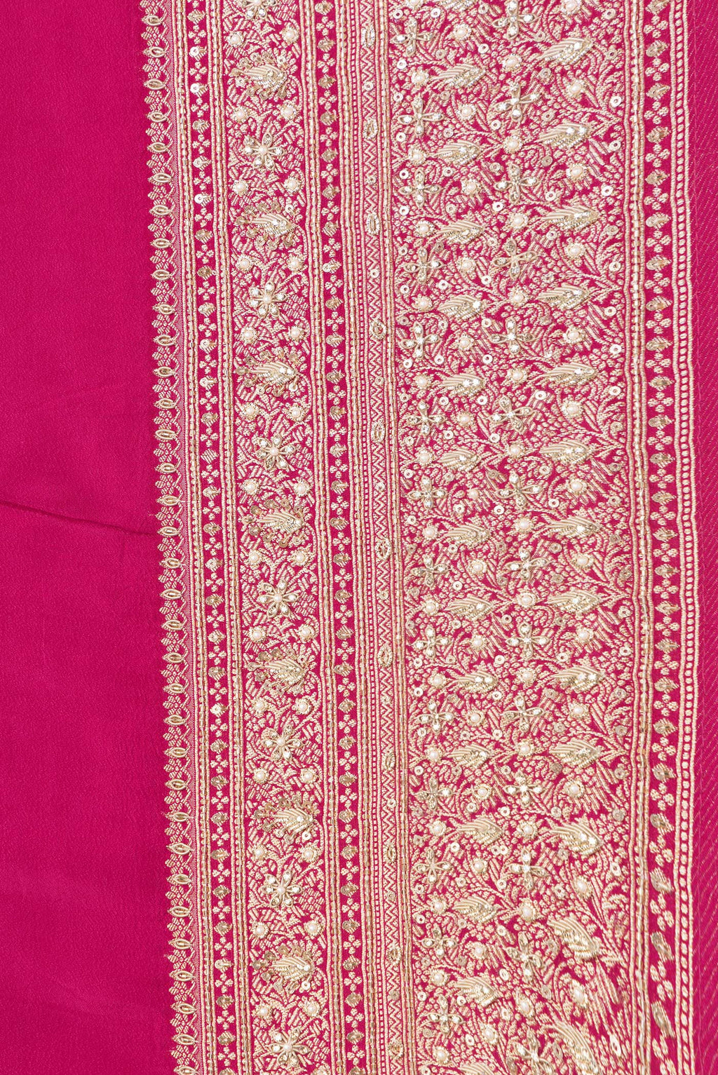 Border image of Pink Dual Tone Satin Crepe Saree with Plain Body and Sequin Border. 