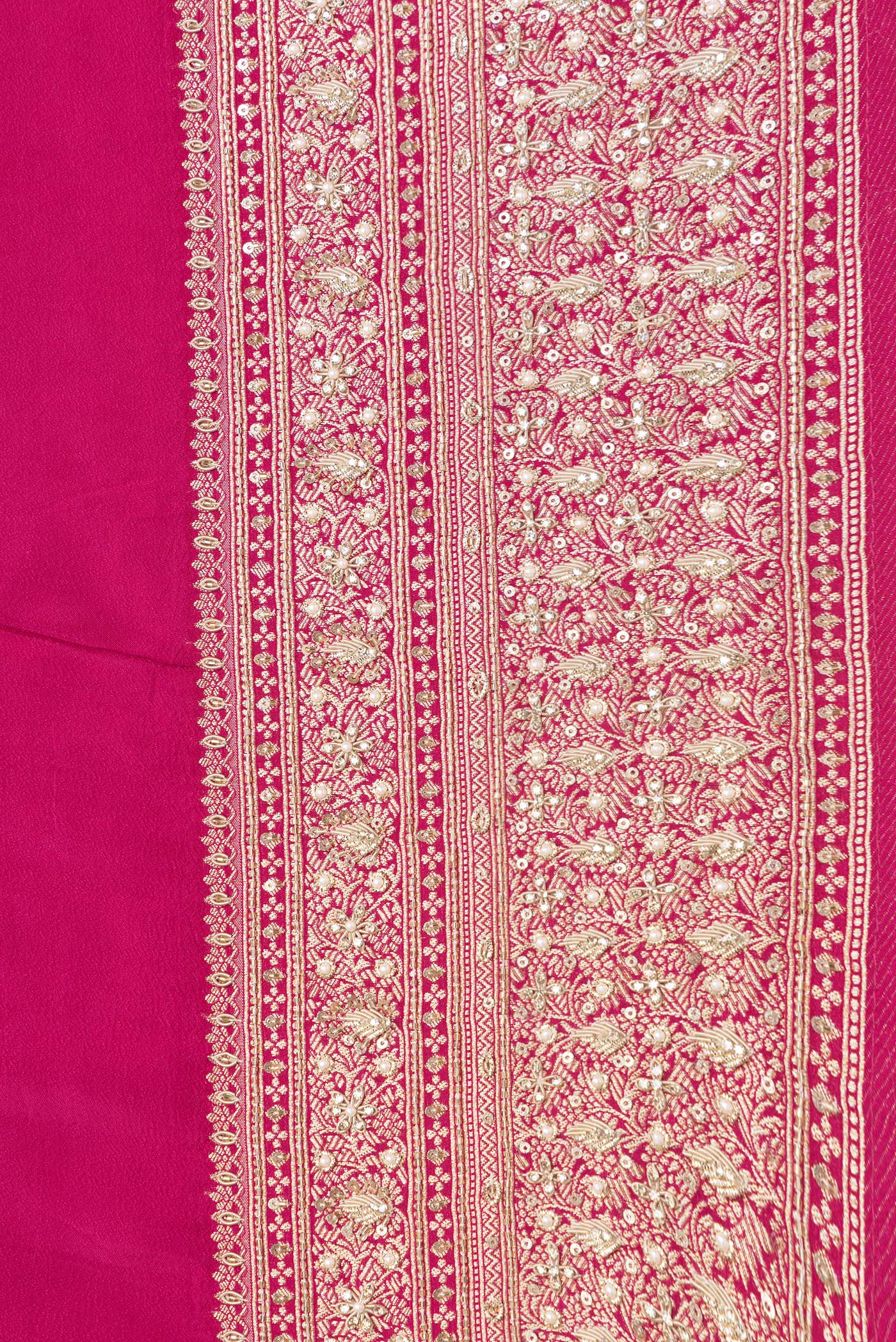 Border image of Pink Dual Tone Satin Crepe Saree with Plain Body and Sequin Border. 