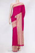 Pink Dual Tone Satin Crepe Saree with Plain Body and Sequin Border.  displayed on a mannequin