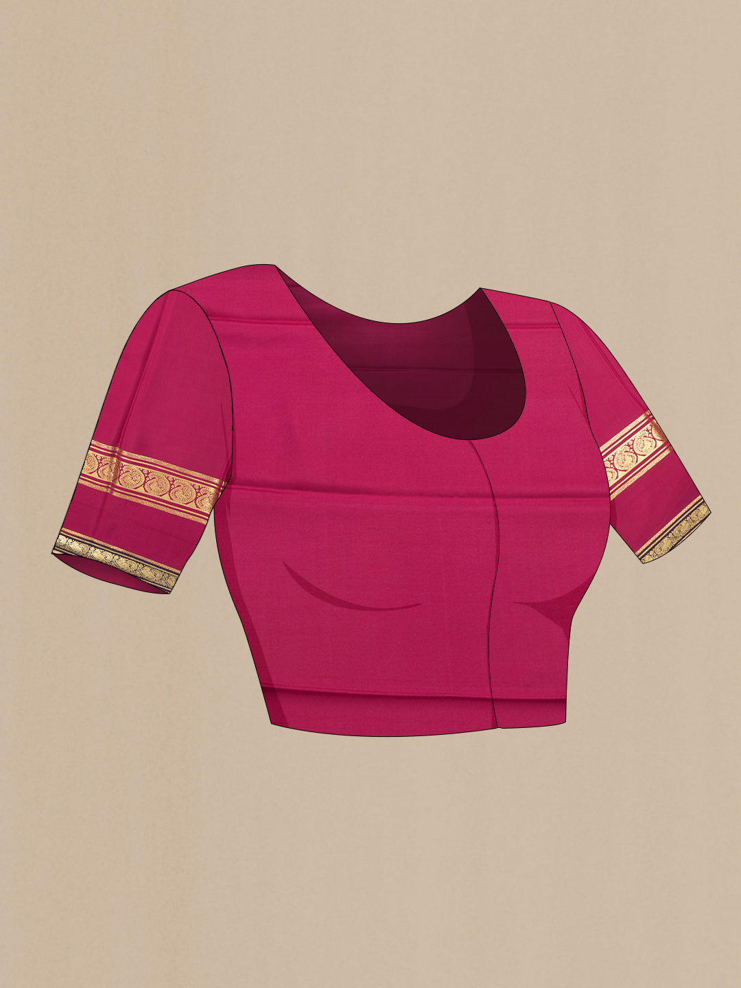 Close up image of the blouse of Parrot Green Dual Tone Mysore Silk Saree with Plain Body and Zari Border. 