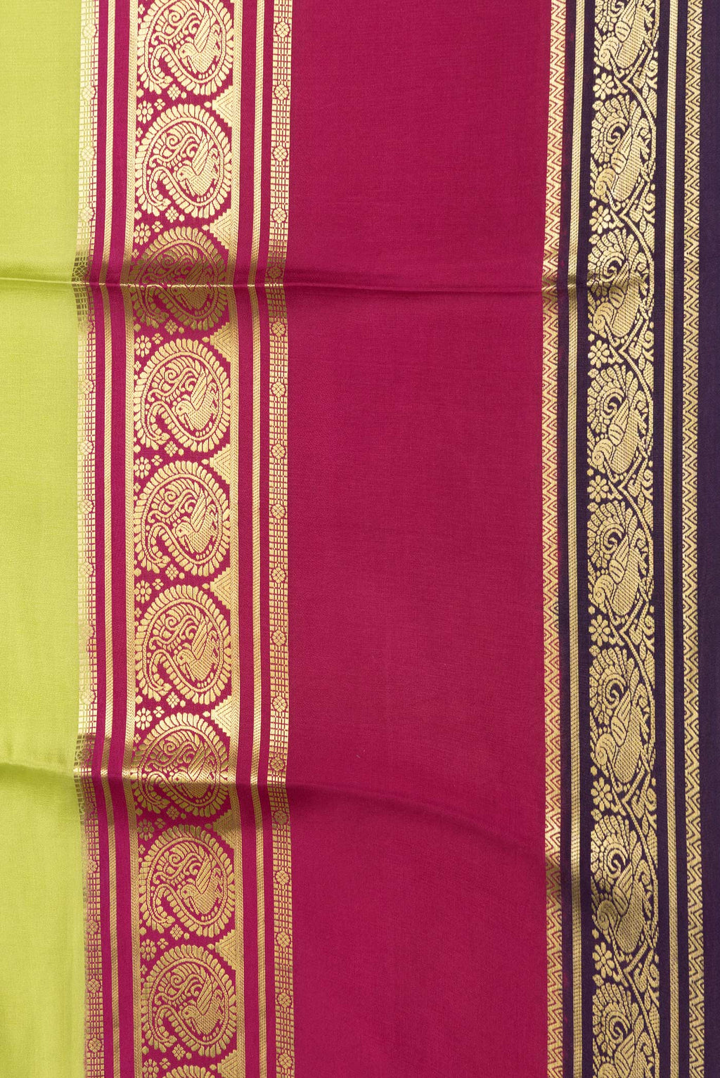 Border image of Parrot Green Dual Tone Mysore Silk Saree with Plain Body and Zari Border. 