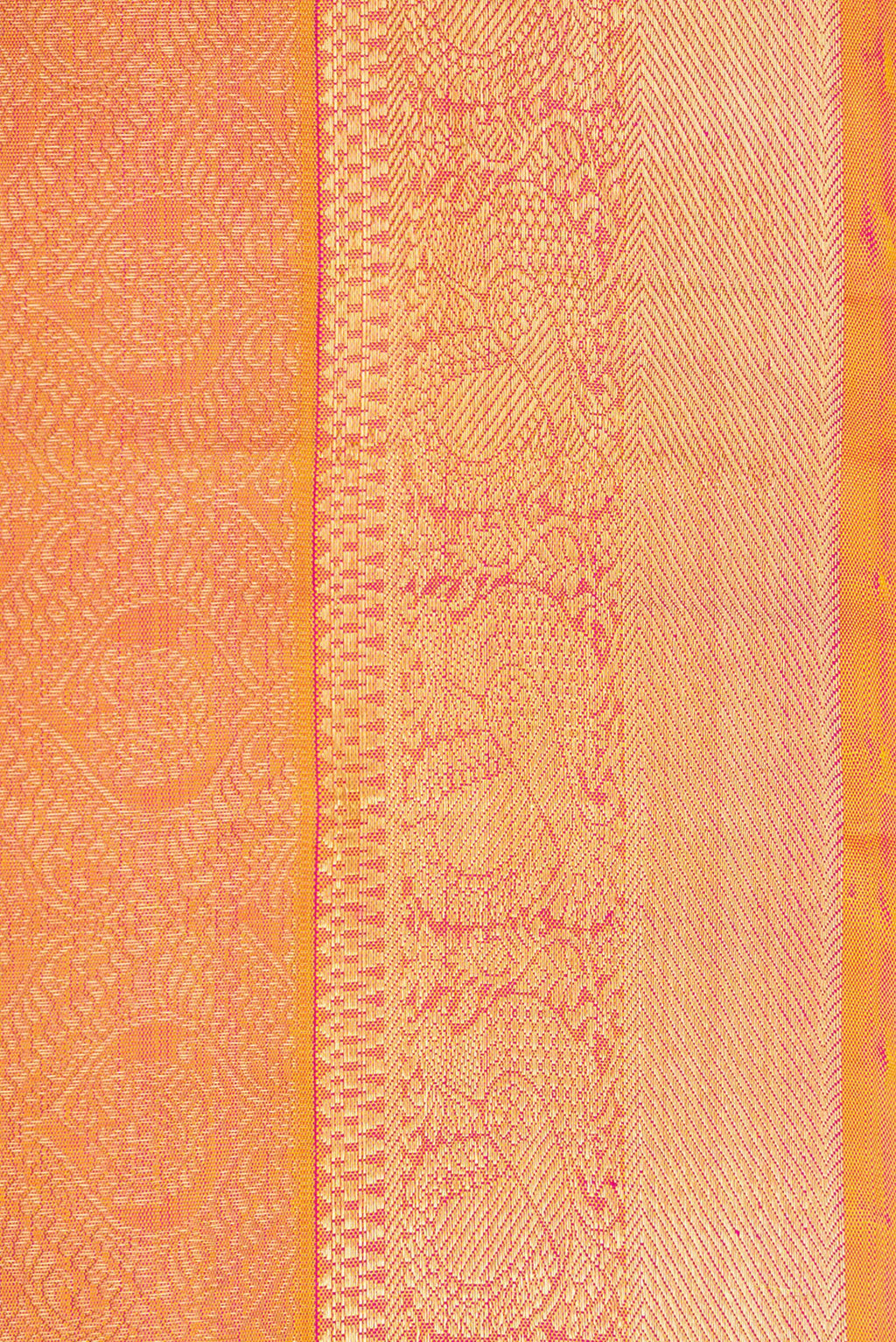 Border image of Pink Dual Tone Kanjivaram Silk Saree with Zari Brocade on the body and Zari Border. 