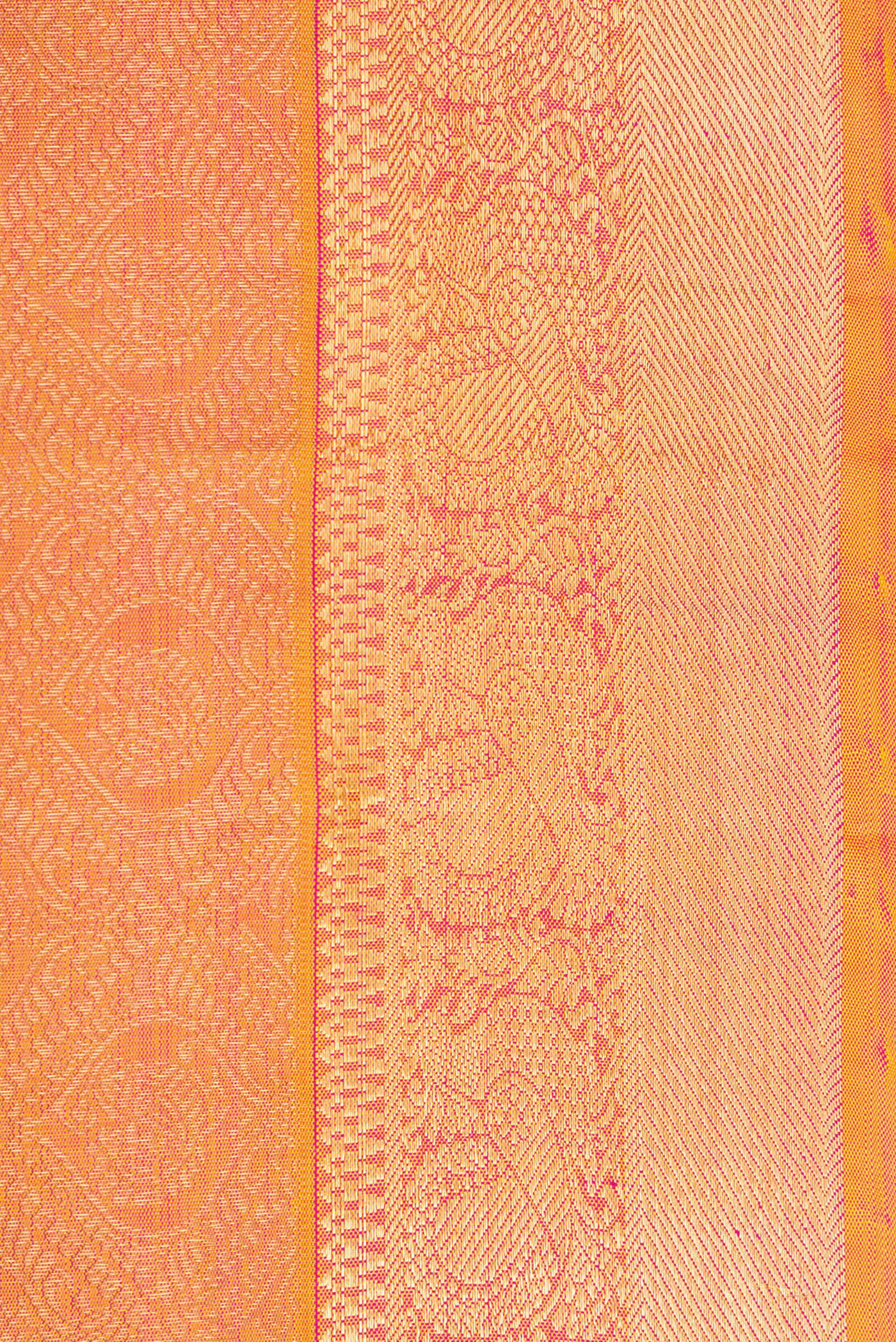 Border image of Pink Dual Tone Kanjivaram Silk Saree with Zari Brocade on the body and Zari Border. 