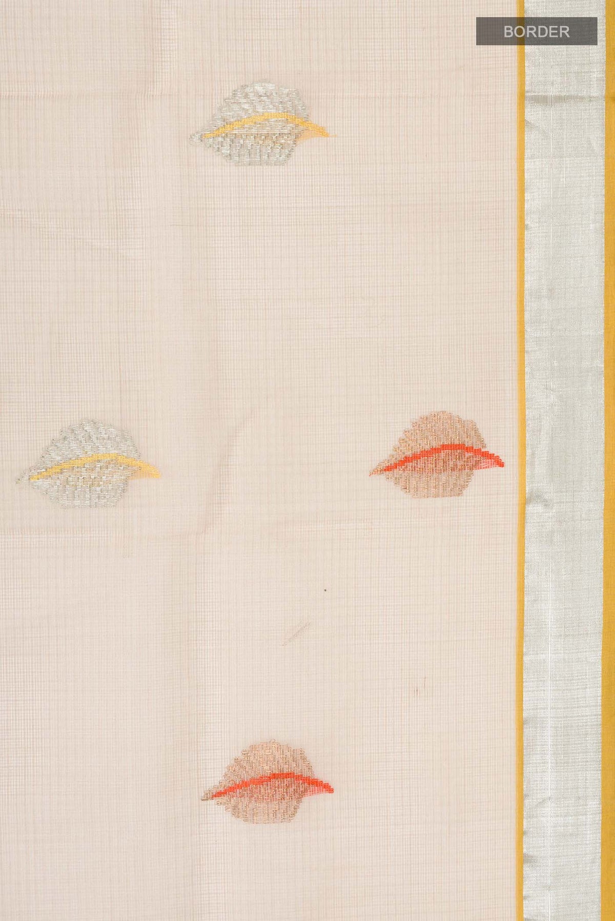 Border image of Beige Kota Silk Saree with Zari And Thread Butta on the body and Zari Border
