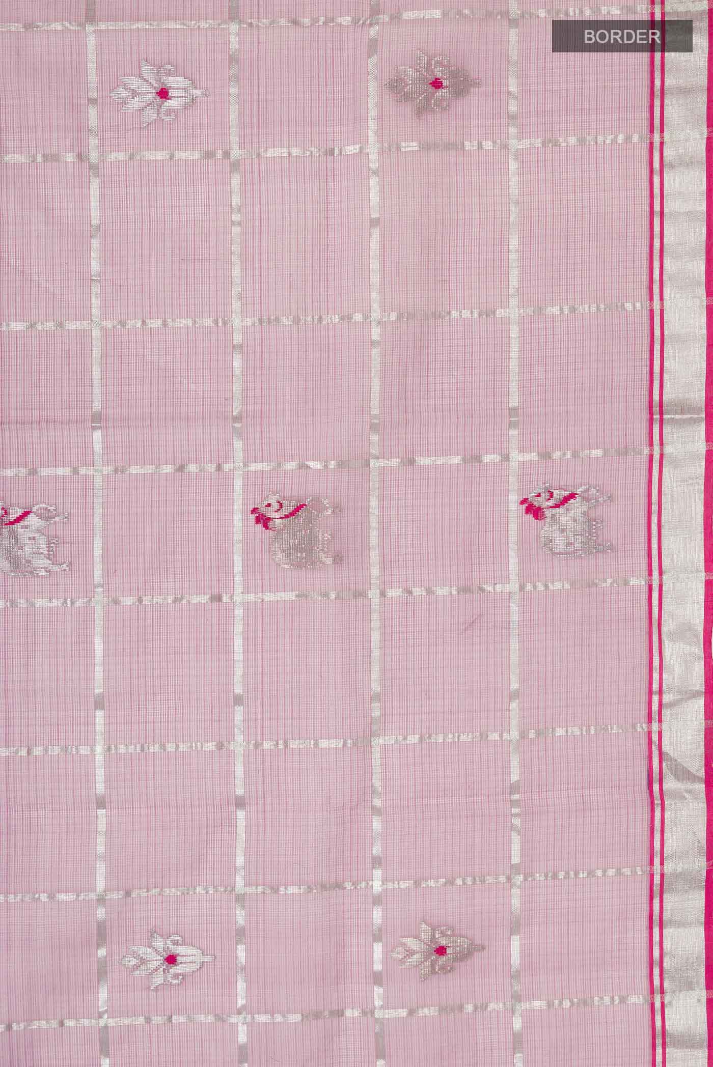 Border image of Lavender Kota Silk Saree with Zari And Thread Butta on the body and Zari Border