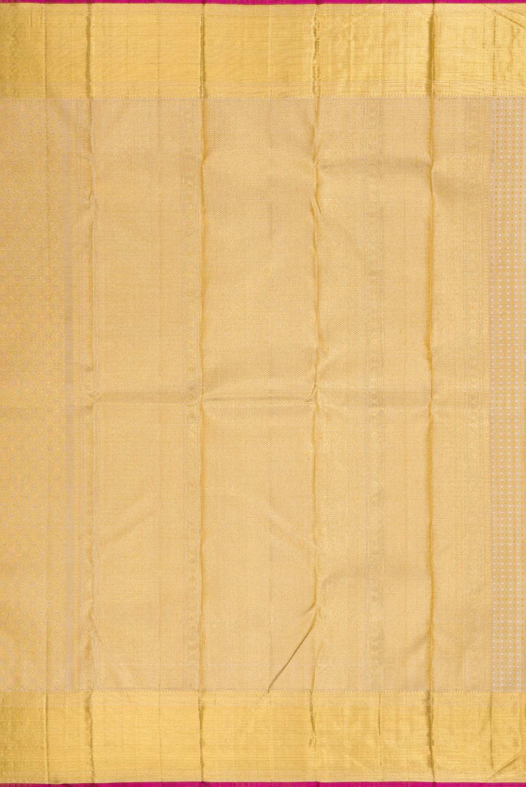 Close up image of the pallu of Beige Dual Tone Kanchipuram Silk Saree with Zari Brocade on the body and Zari Border