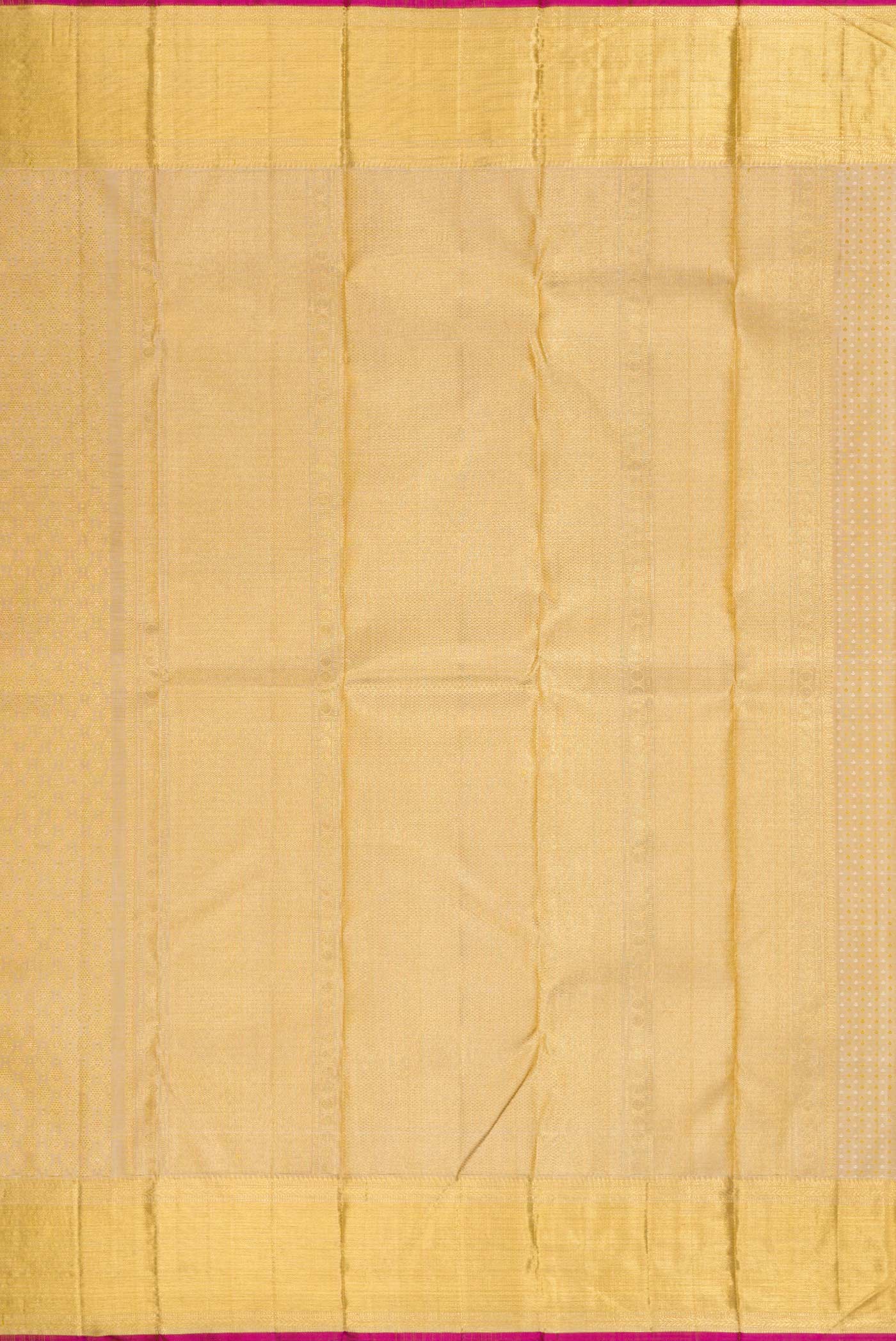 Close up image of the pallu of Beige Dual Tone Kanchipuram Silk Saree with Zari Brocade on the body and Zari Border
