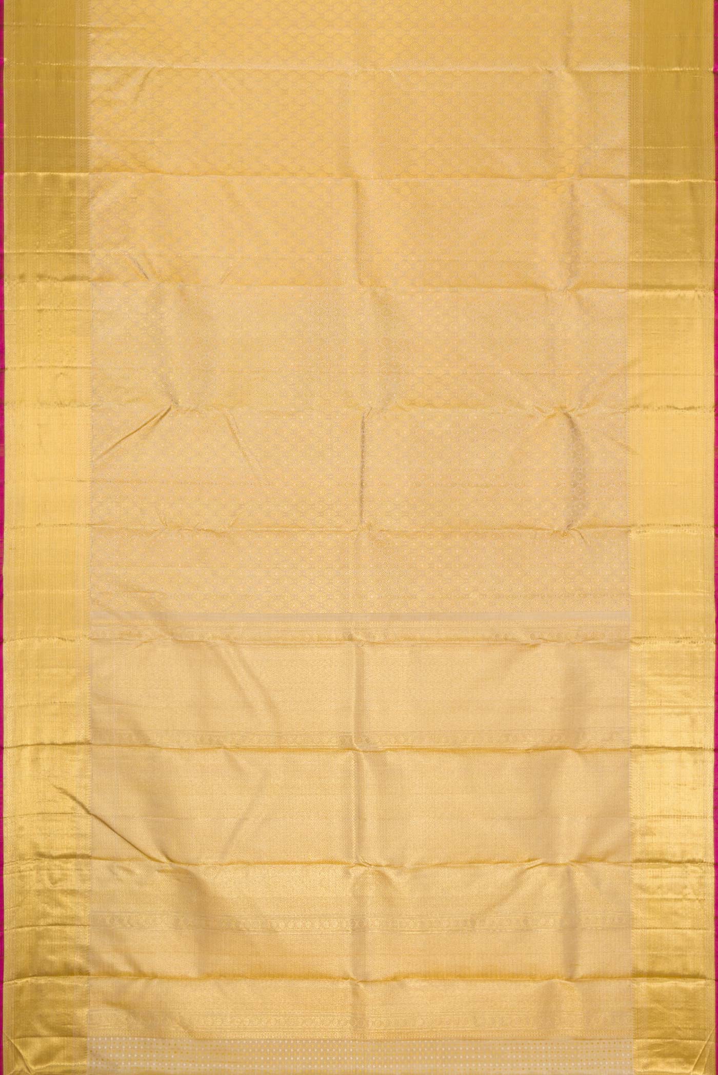 Flat view of Beige Dual Tone Kanchipuram Silk Saree with Zari Brocade on the body and Zari Border