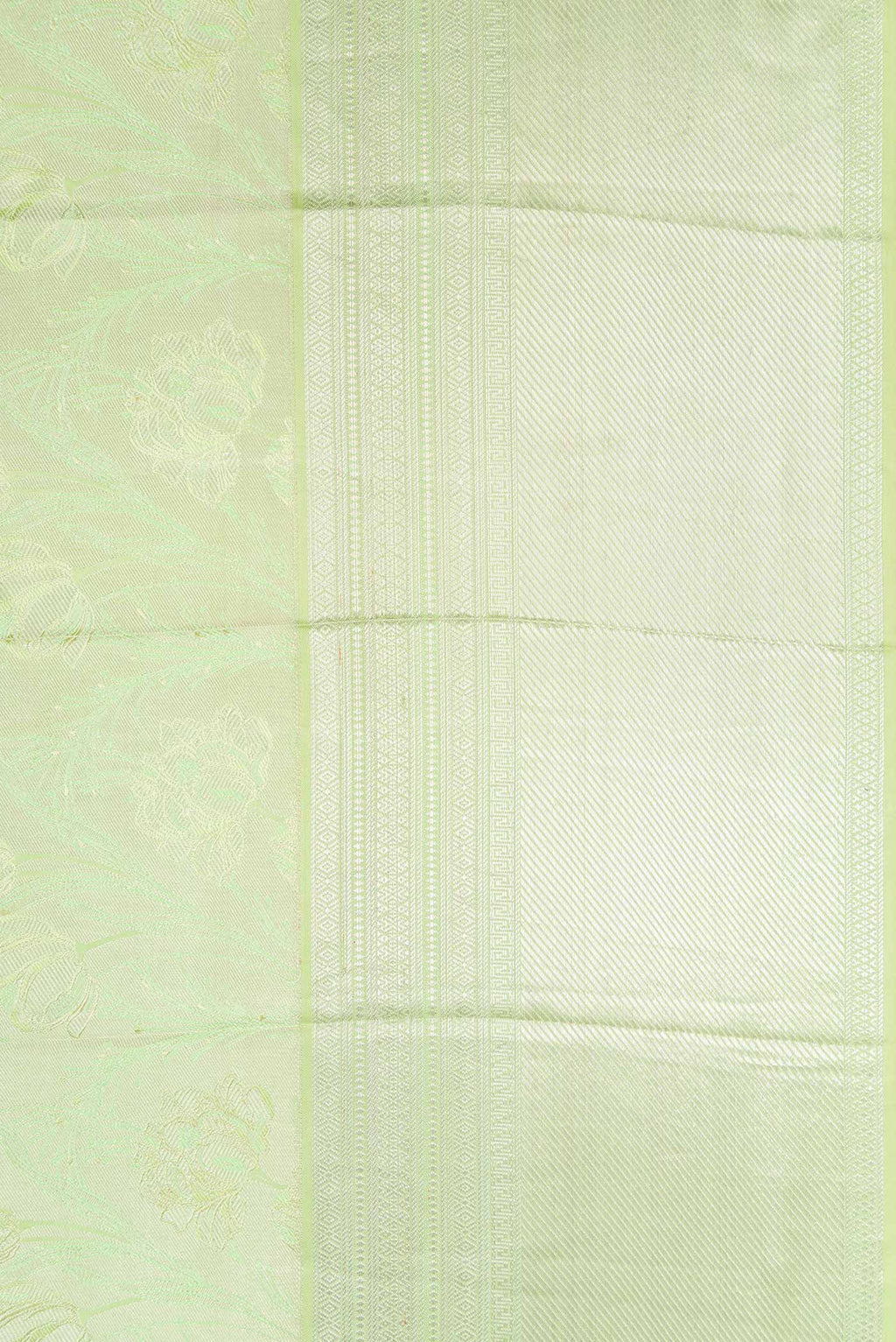 Border image of Pista Green Dual Tone Kanjivaram Silk Saree with Zari Brocade on the body and Zari Border. 